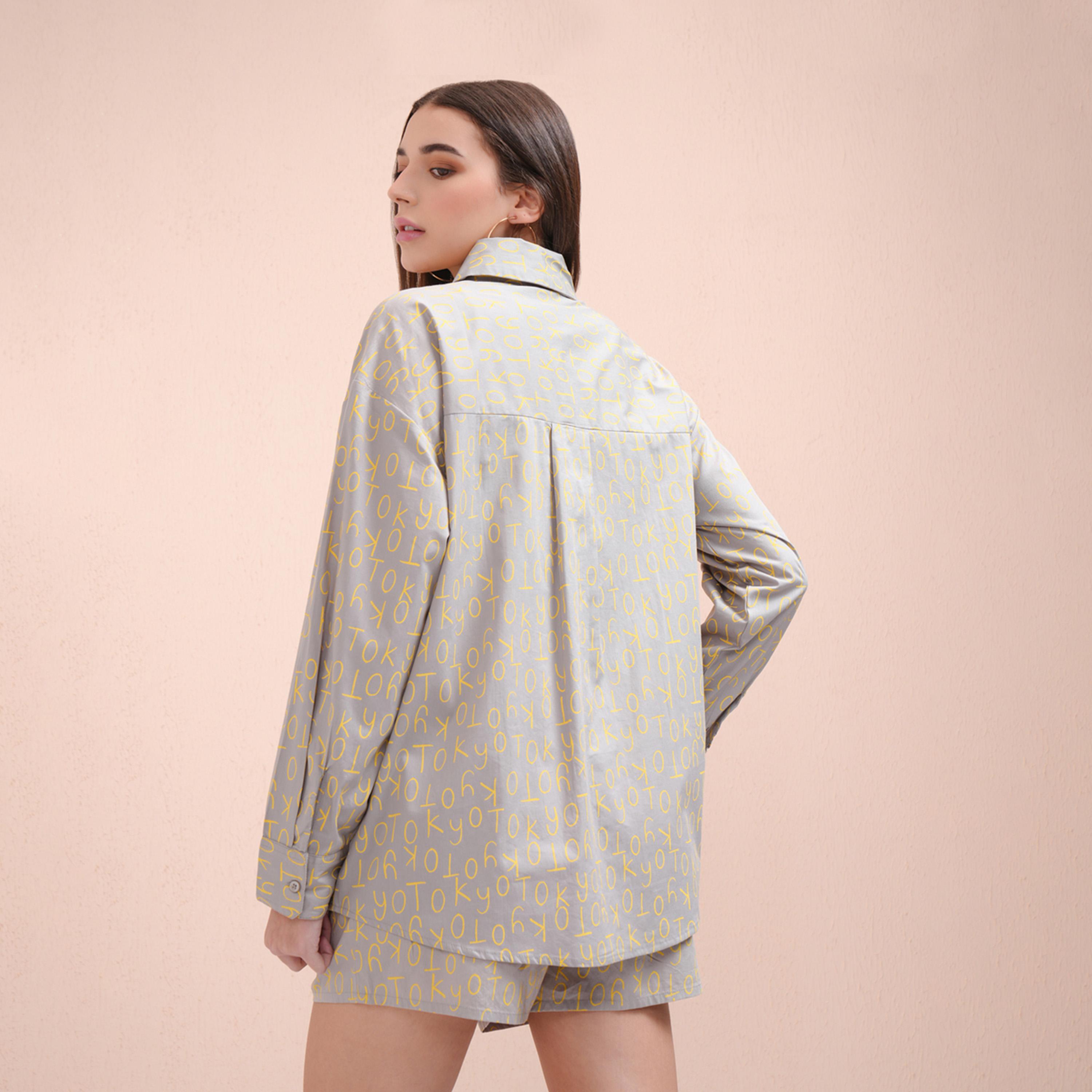 طوكيو توكيز - طقم قميص مطبوع بالكامل مع شورت بخصر متوسط الارتفاع-women-clothing-coordsets-image-4