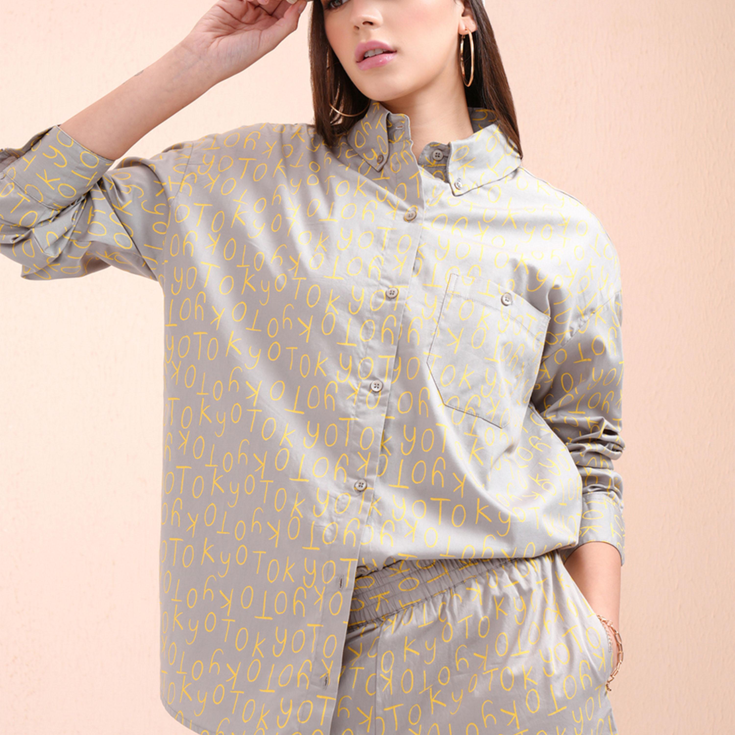 طوكيو توكيز - طقم قميص مطبوع بالكامل مع شورت بخصر متوسط الارتفاع-women-clothing-coordsets-image-5