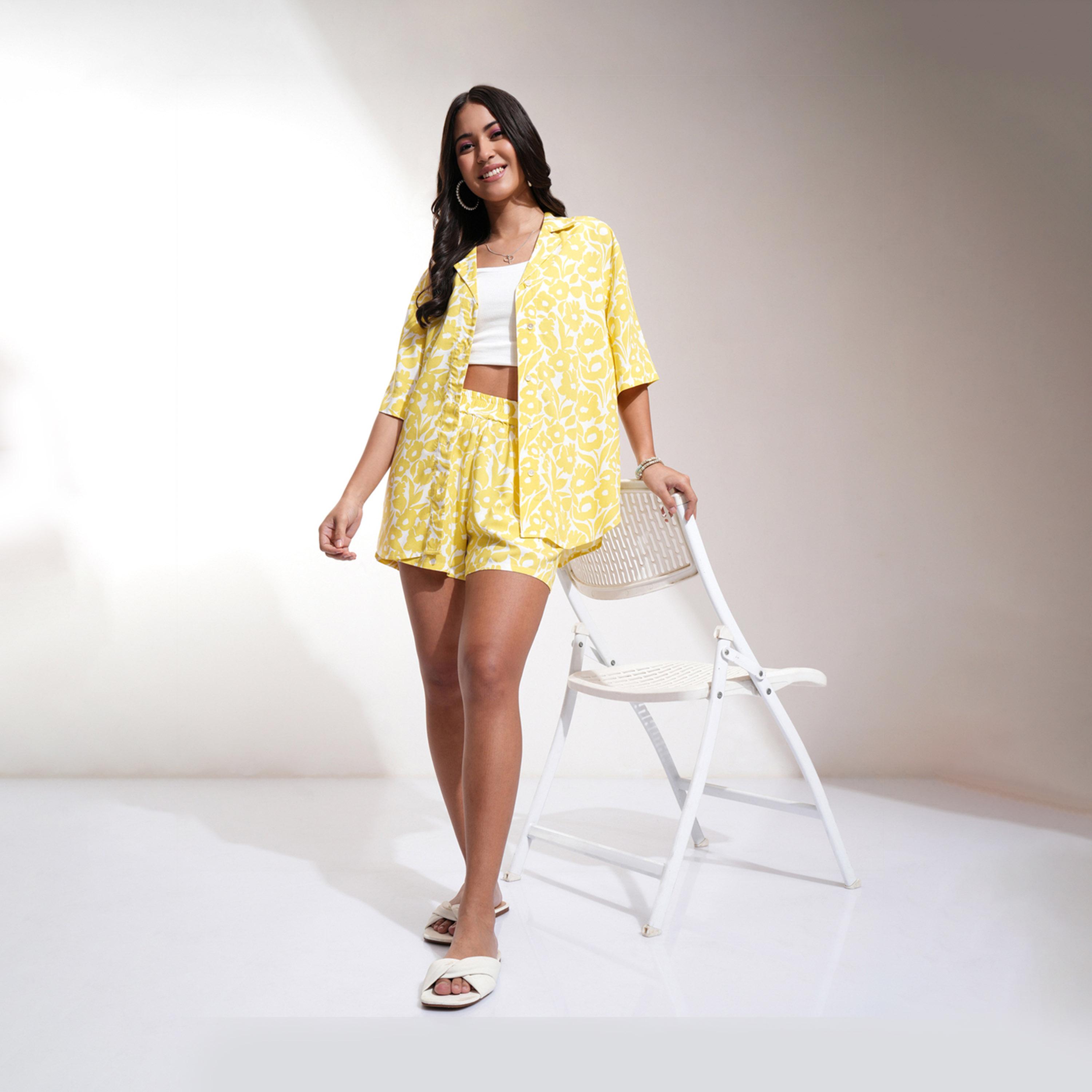 Tokyo Talkies X Styli All-Over Floral Print Collared Shirt And Shorts Co-Ords-women-clothing-coordsets-image-2