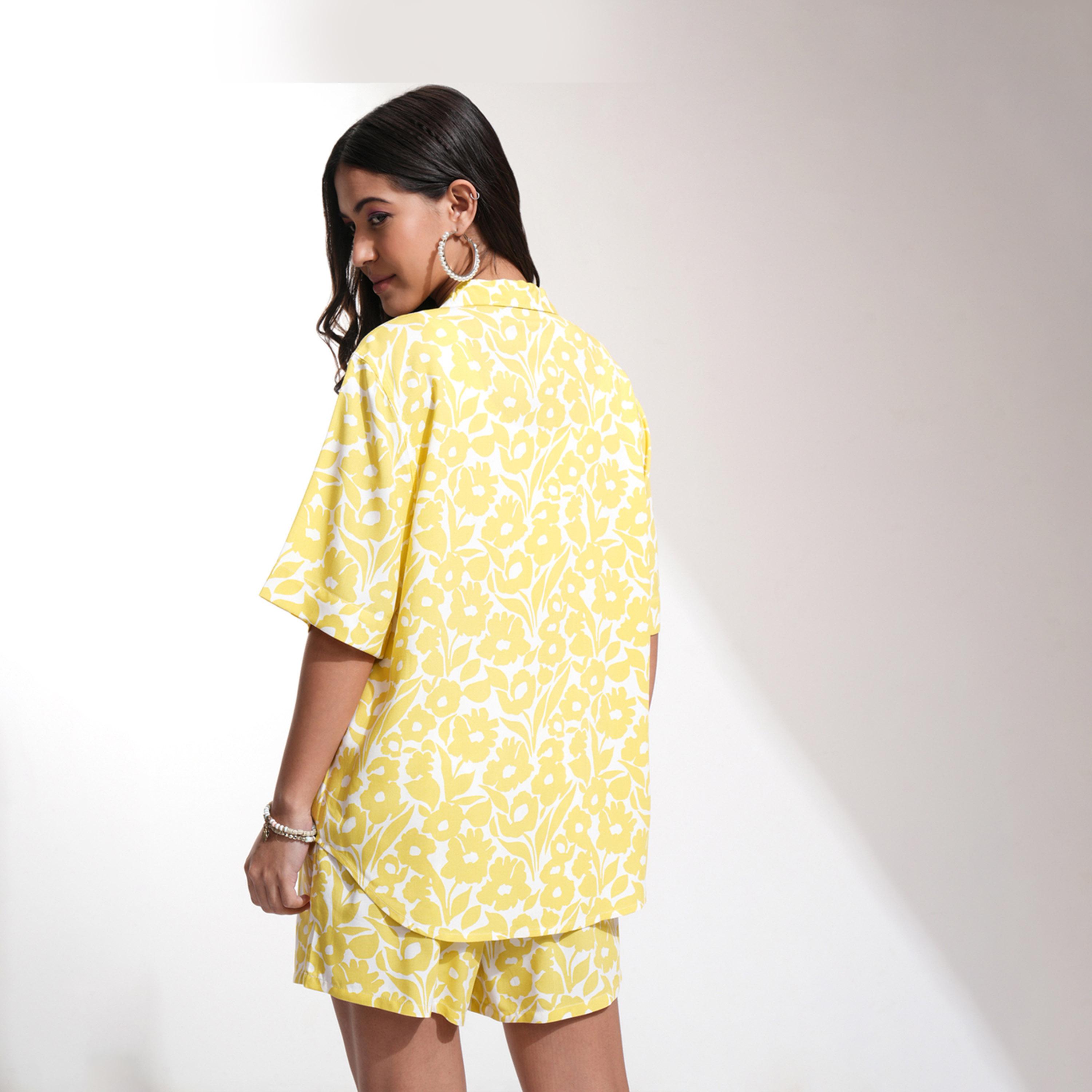 طوكيو توكيز - قميص بياقة وشورت بطبعة زهور بالكامل-women-clothing-coordsets-image-5