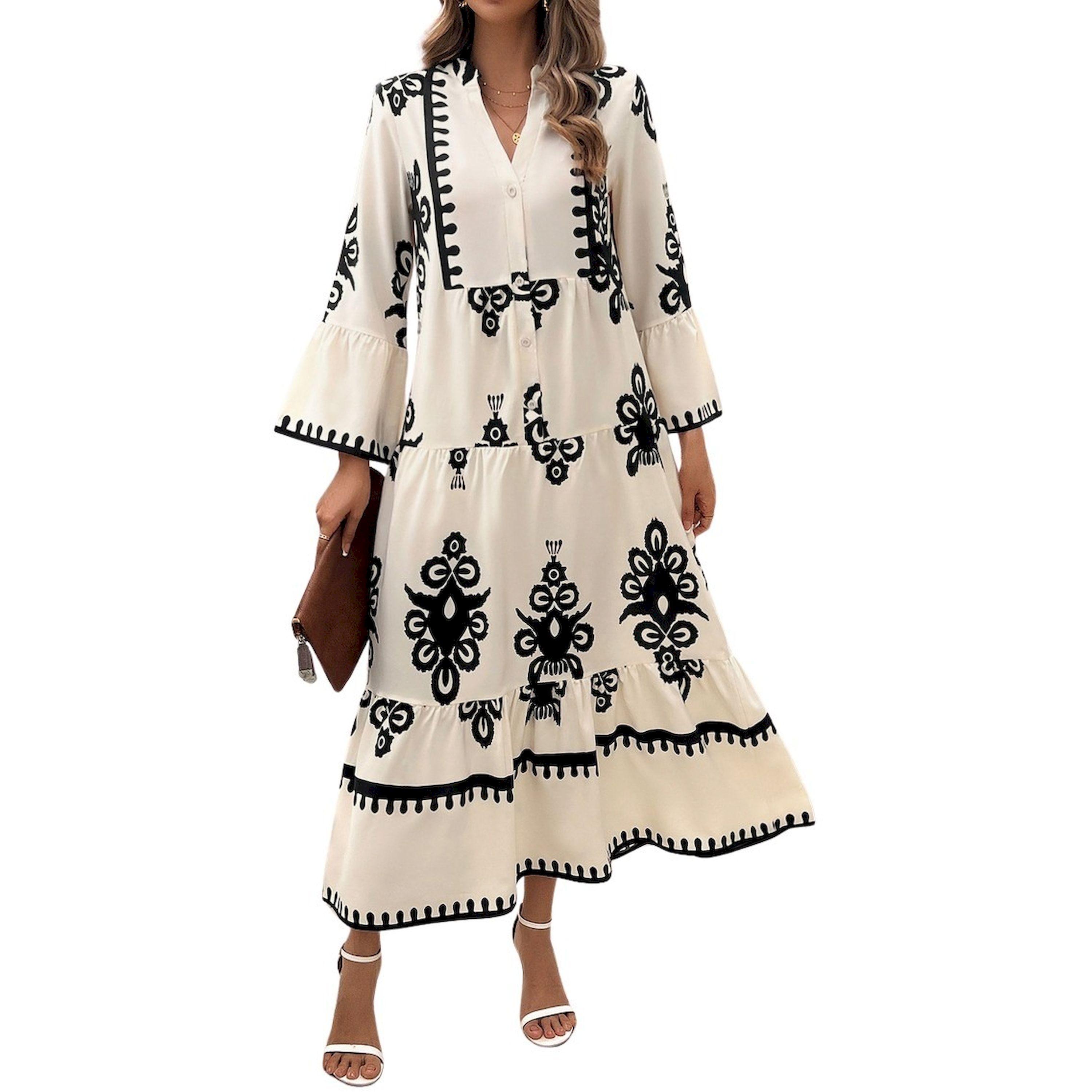 Take Two Allover Printed 3/4 Sleeve Maxi Dress-women-clothing-dresses-image-1