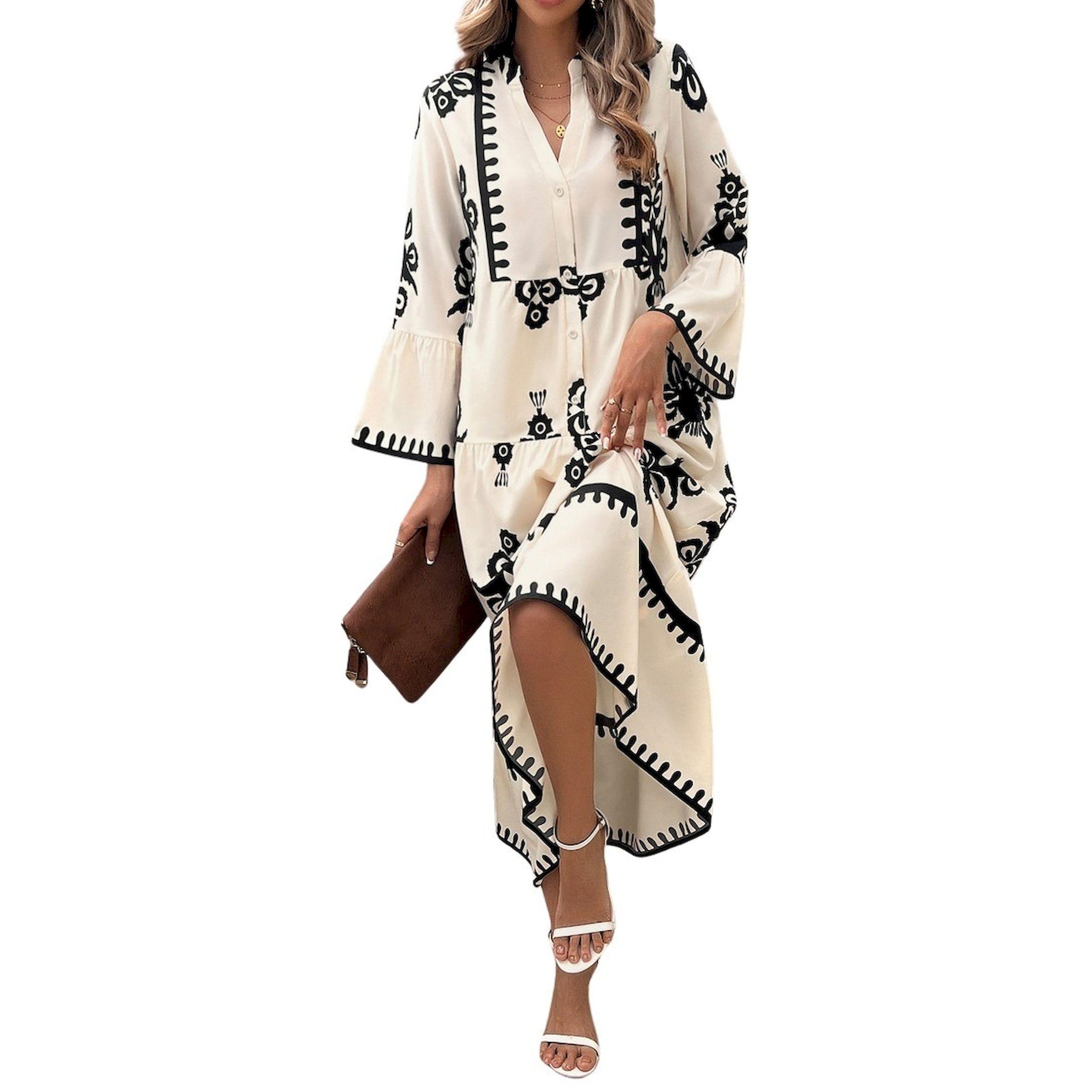 فستان طويل مطبع بالكامل مع أكمام 3/4-women-clothing-dresses-image-5