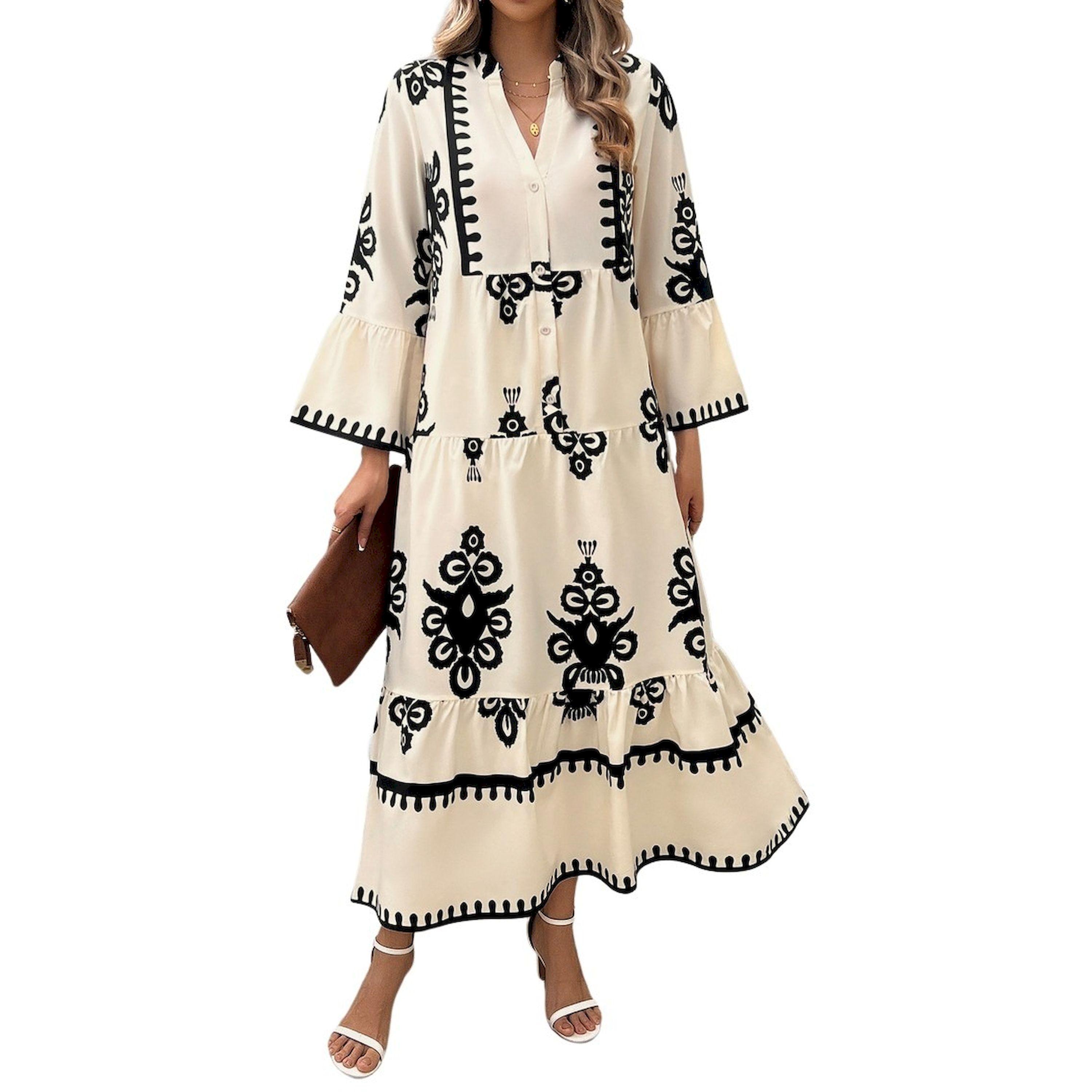 فستان طويل مطبع بالكامل مع أكمام 3/4-women-clothing-dresses-image-6