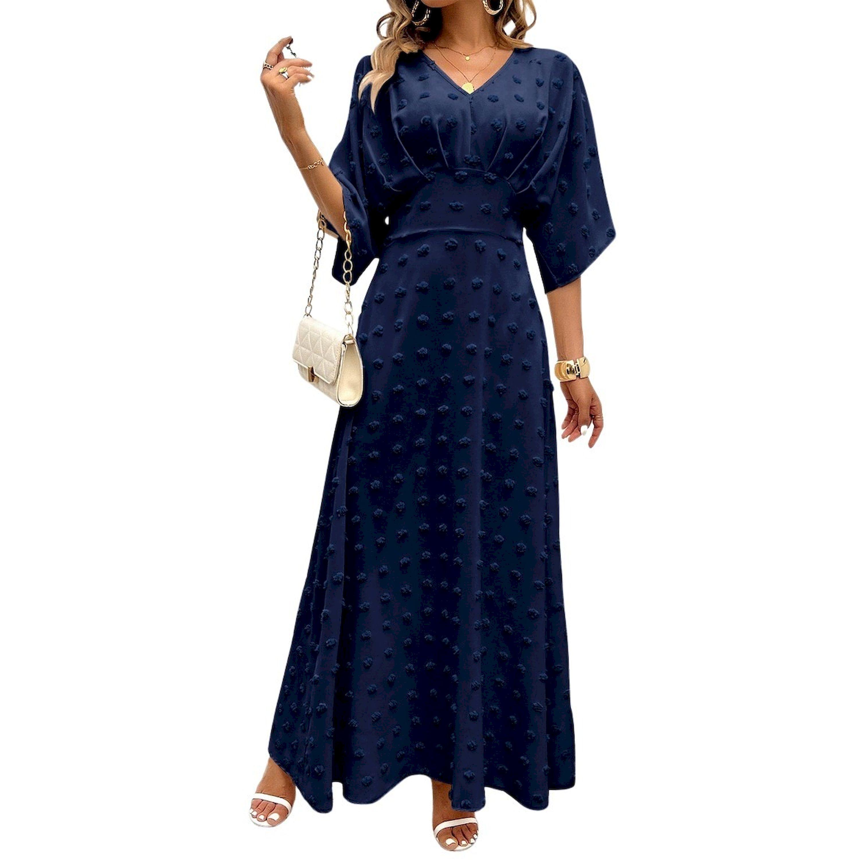 Take Two Dots Detail V Neck Maxi Dress-women-clothing-dresses-image-1