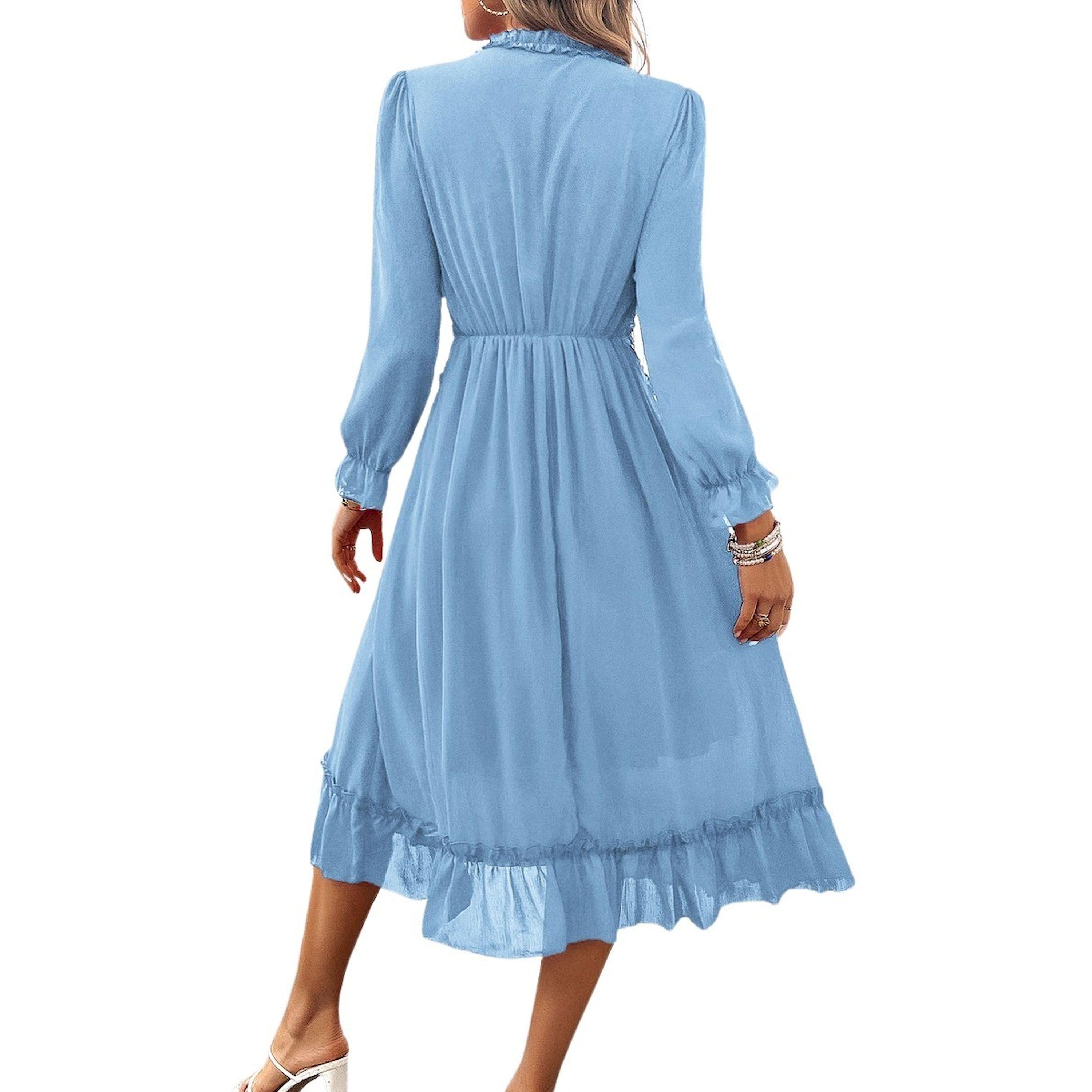 فستان ميدي سادة بتفاصيل كشكش-women-clothing-dresses-image-3