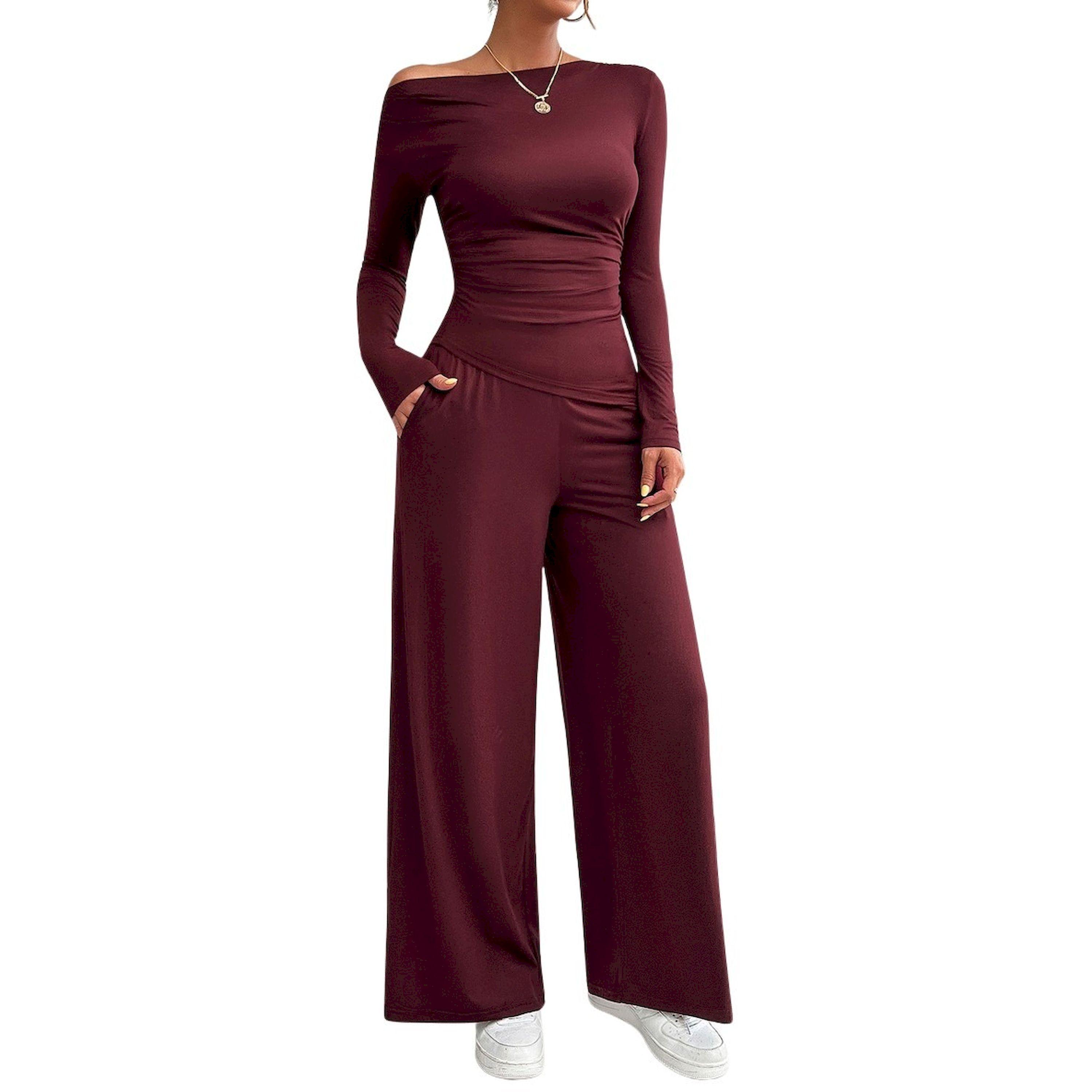 Take Two Solid Long Sleeve Top and Pants-women-clothing-coordsets-image-4