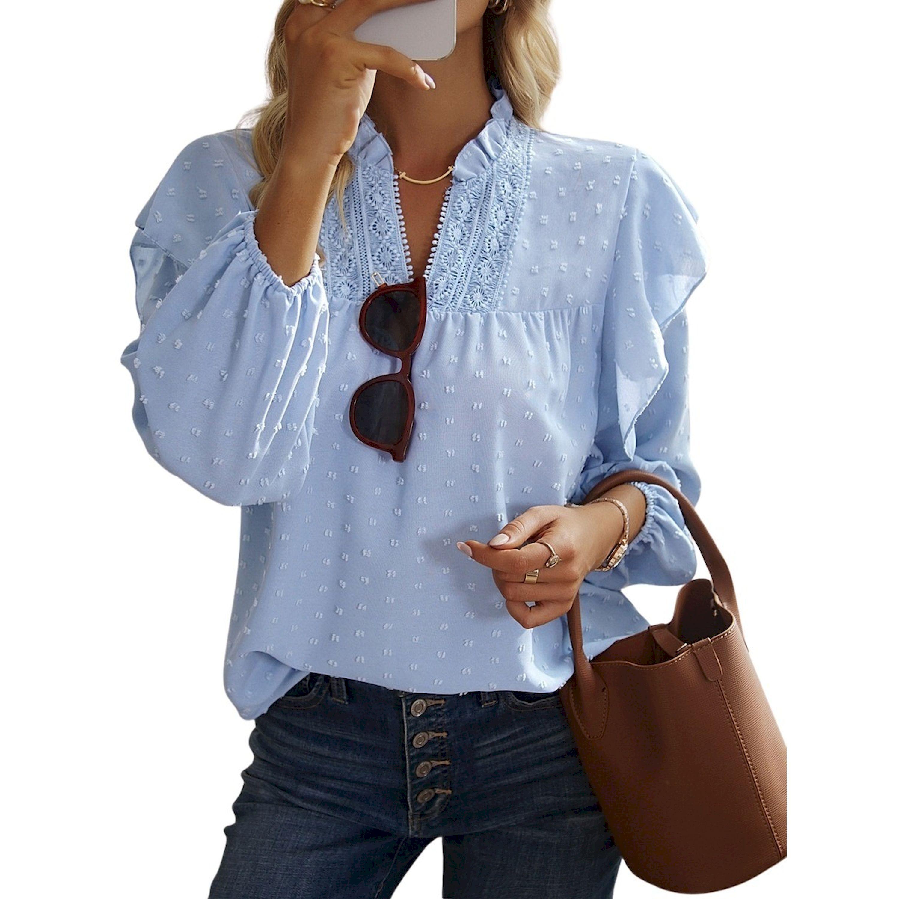 Take Two Lace Detailed Long Sleeve  V Neck Top-women-clothing-shirtsandblouses-blouses-image-1
