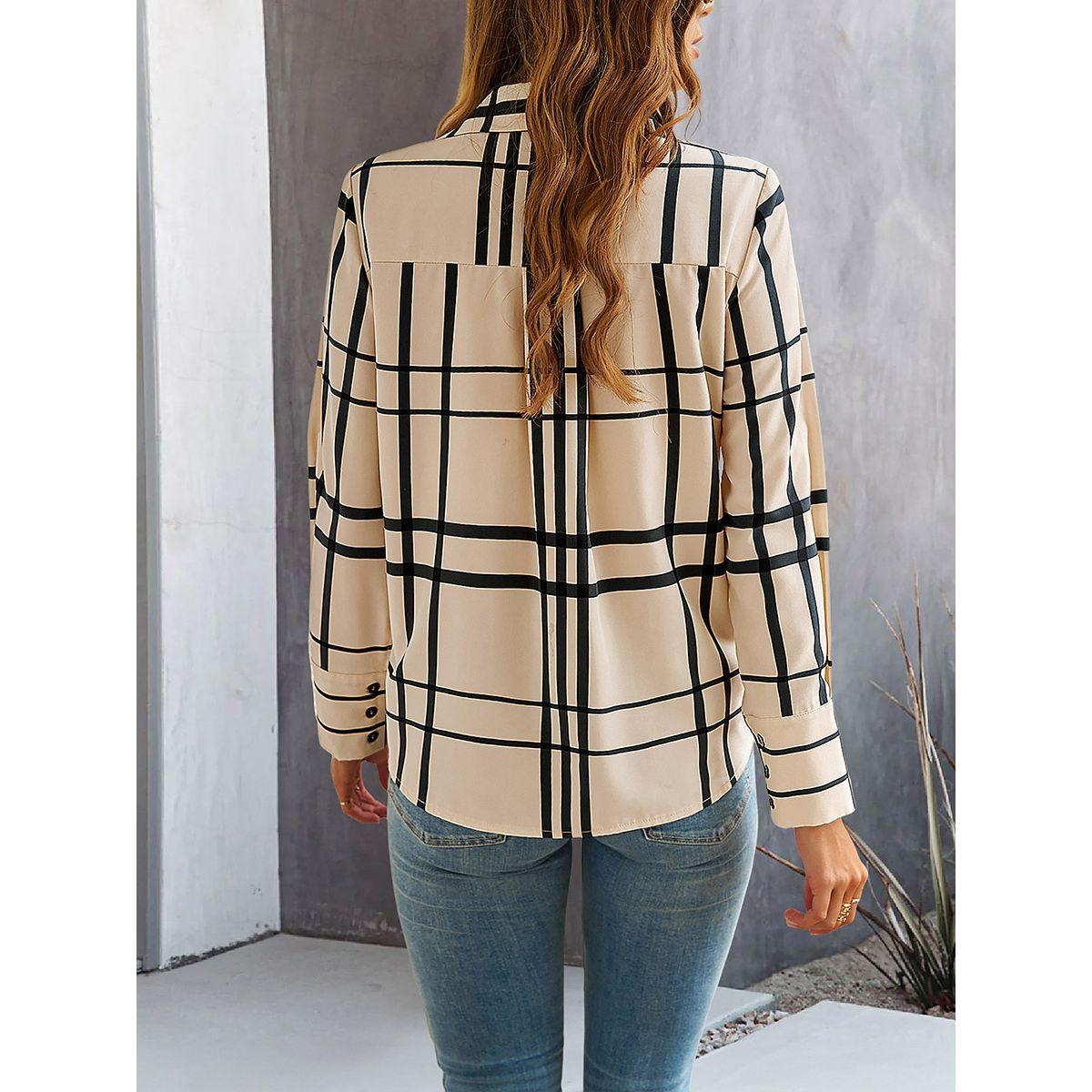 Styli Checked Pattern Front Knot Buttoned Shirt-women-clothing-shirtsandblouses-shirts-image-2