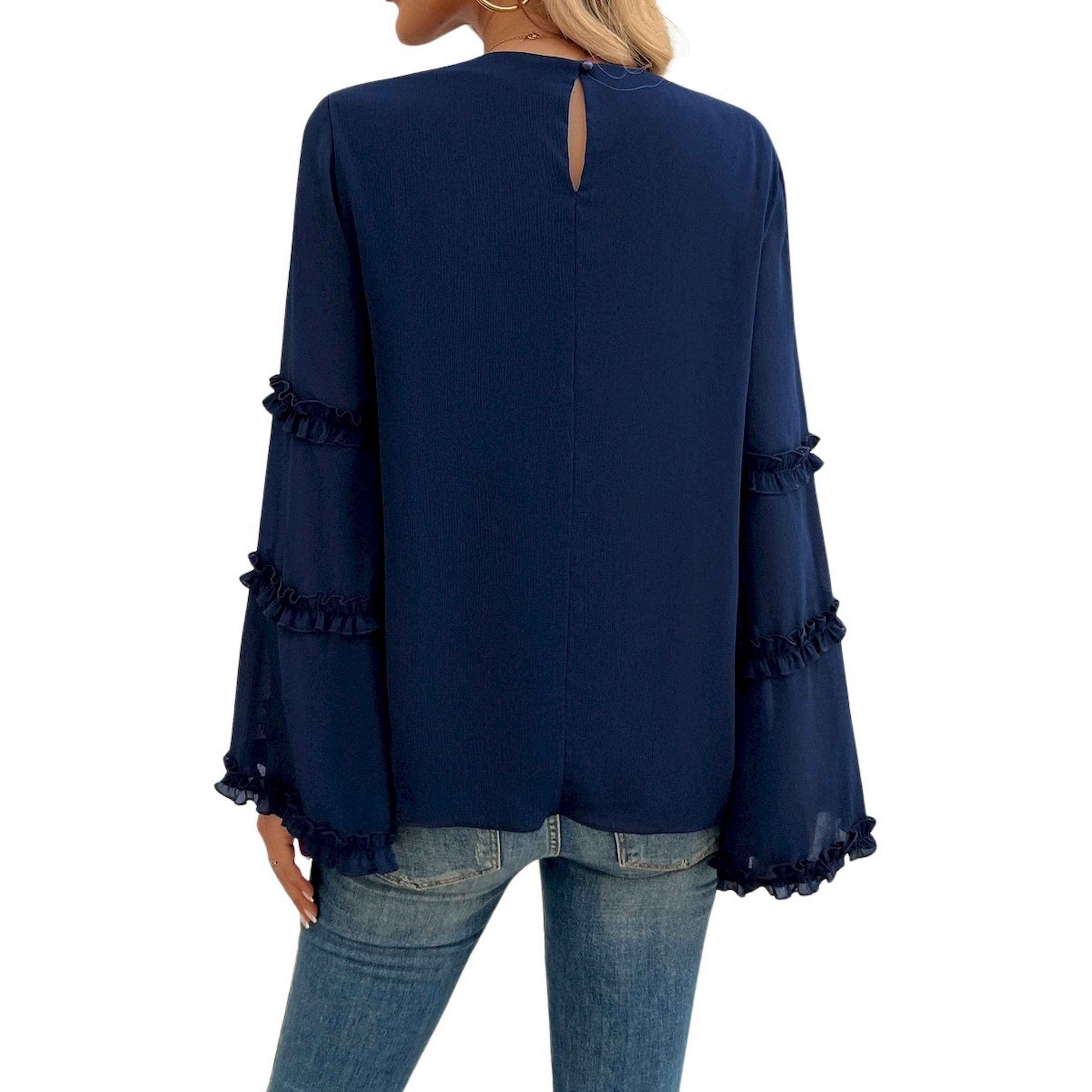 بلوزة سادة بياقة دائرية وأكمام طويلة-women-clothing-shirtsandblouses-blouses-image-2