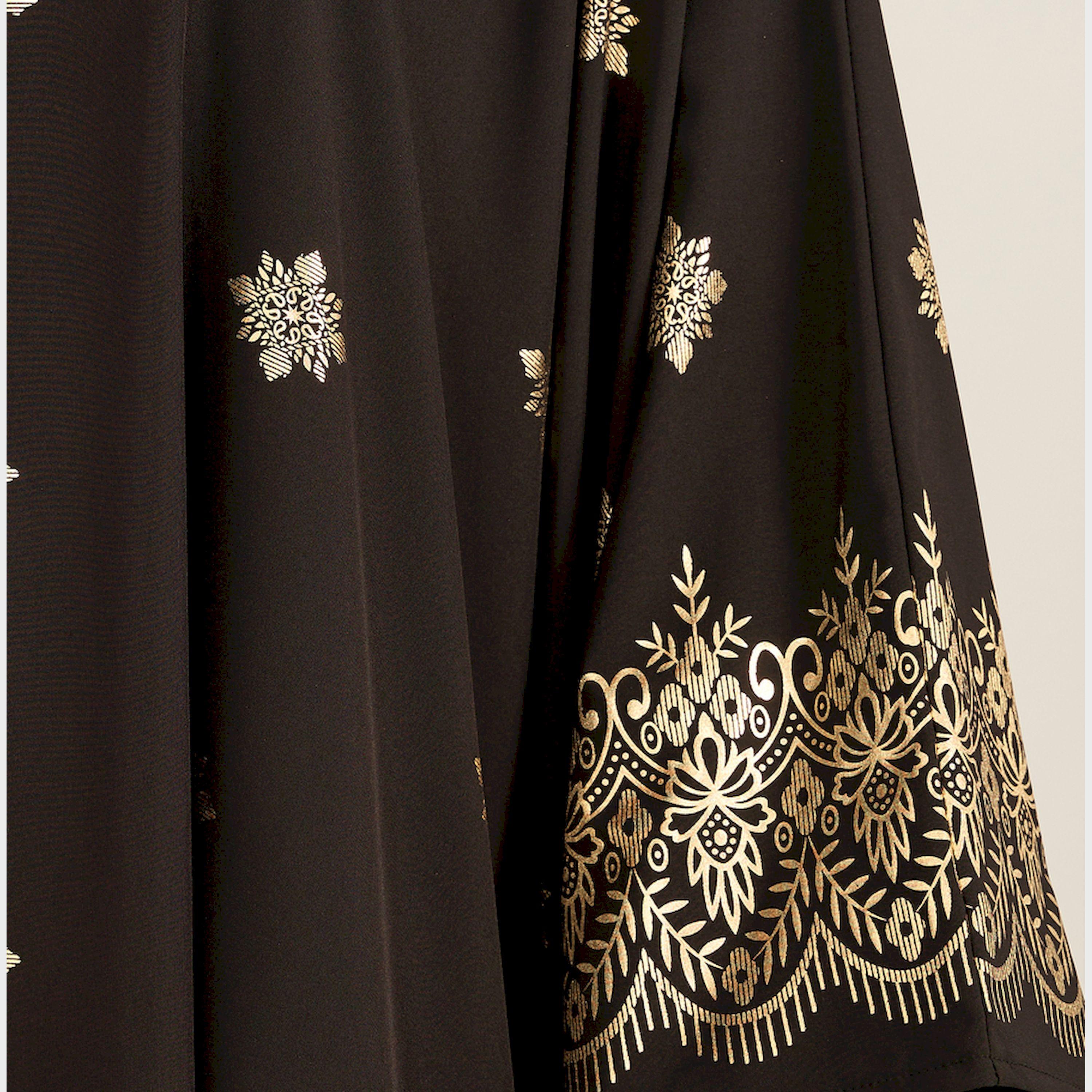 KL X Styli Foil Print Batwing Sleeve Round Neck Kaftan-women-arabicclothing-kaftan-image-5