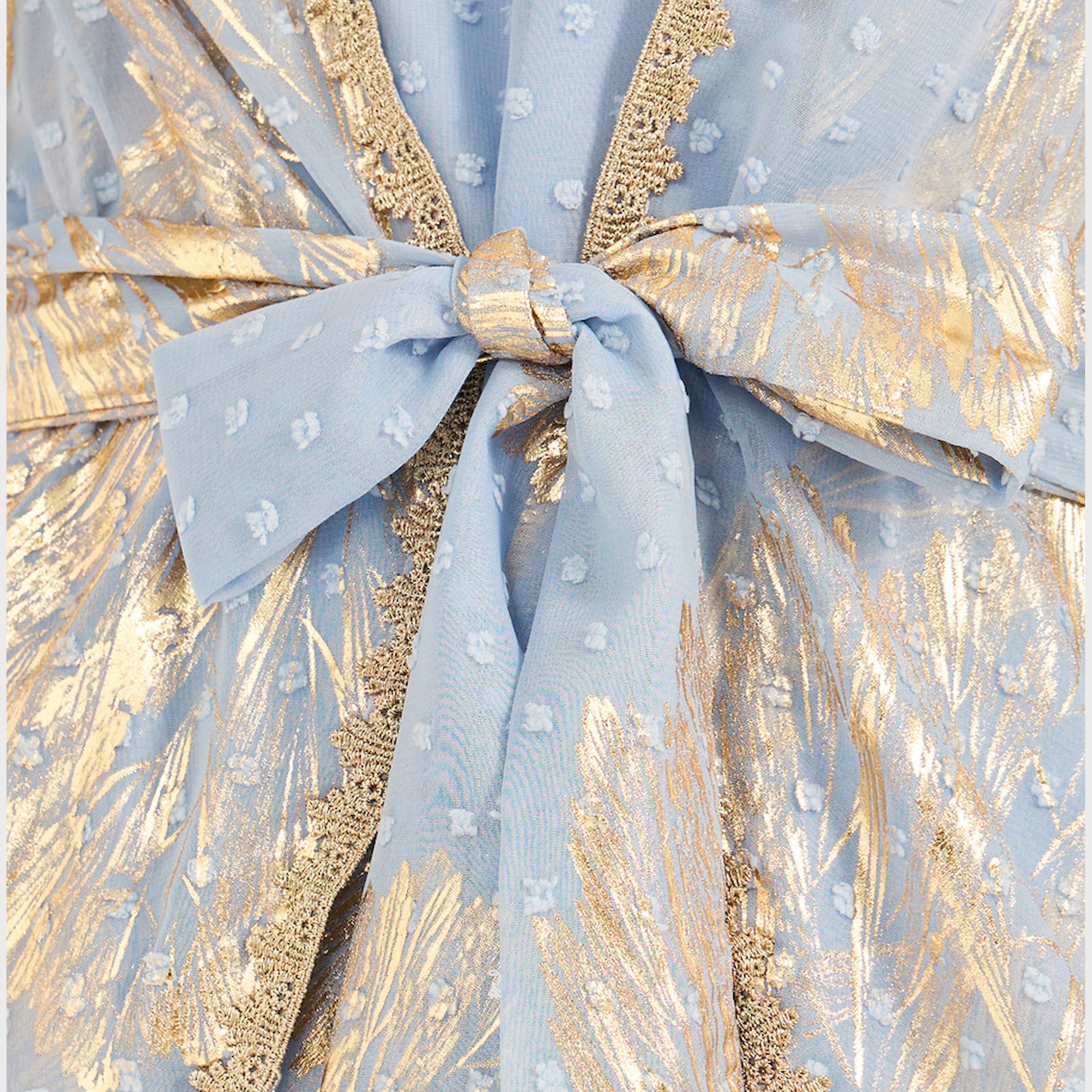 KL X Styli Textured Dobby Foil Print Front Tie-Up Abaya-women-clothing-dresses-image-5