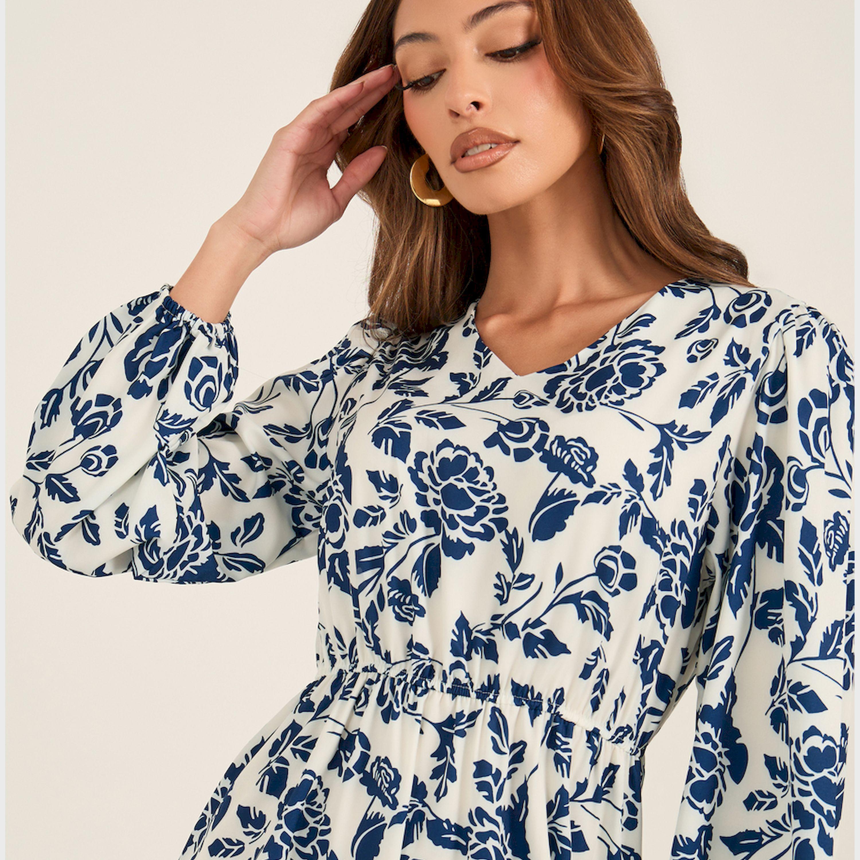 KL X Styli Floral Print V-Neck Midi Dress With Ruffled Hem-women-clothing-dresses-image-4