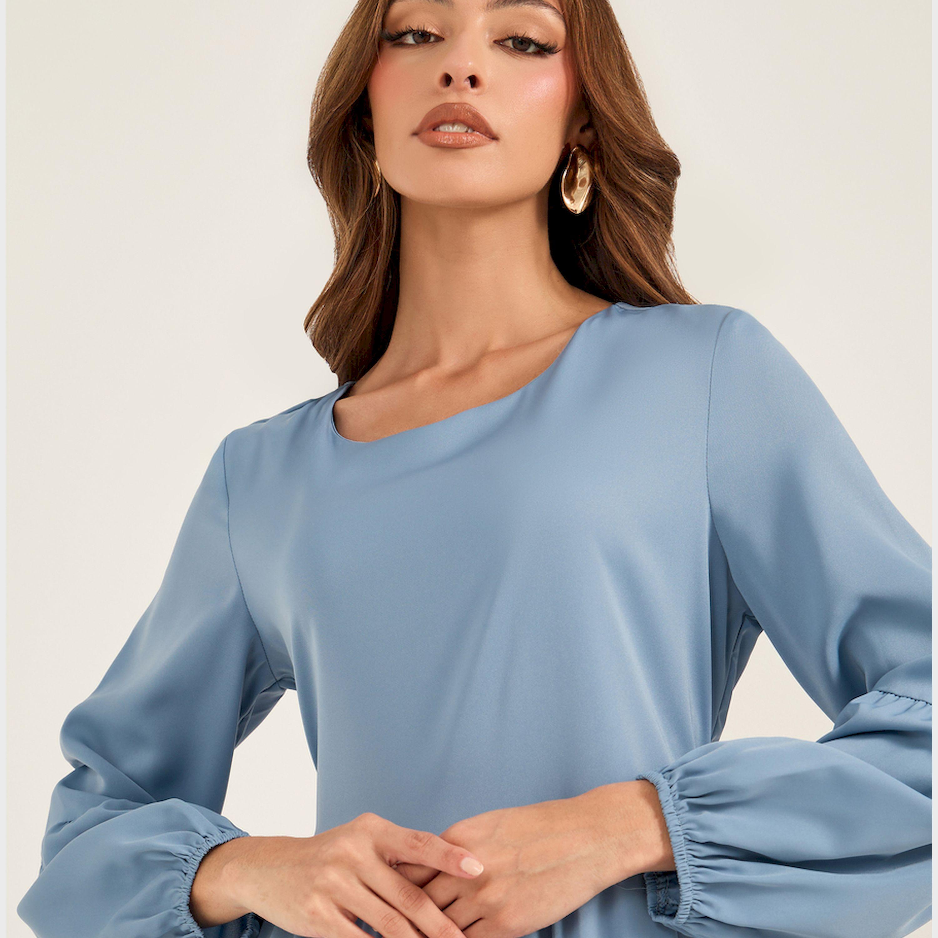 KL X Styli Solid Balloon Sleeve Tiered Maxi Dress-women-clothing-dresses-image-4