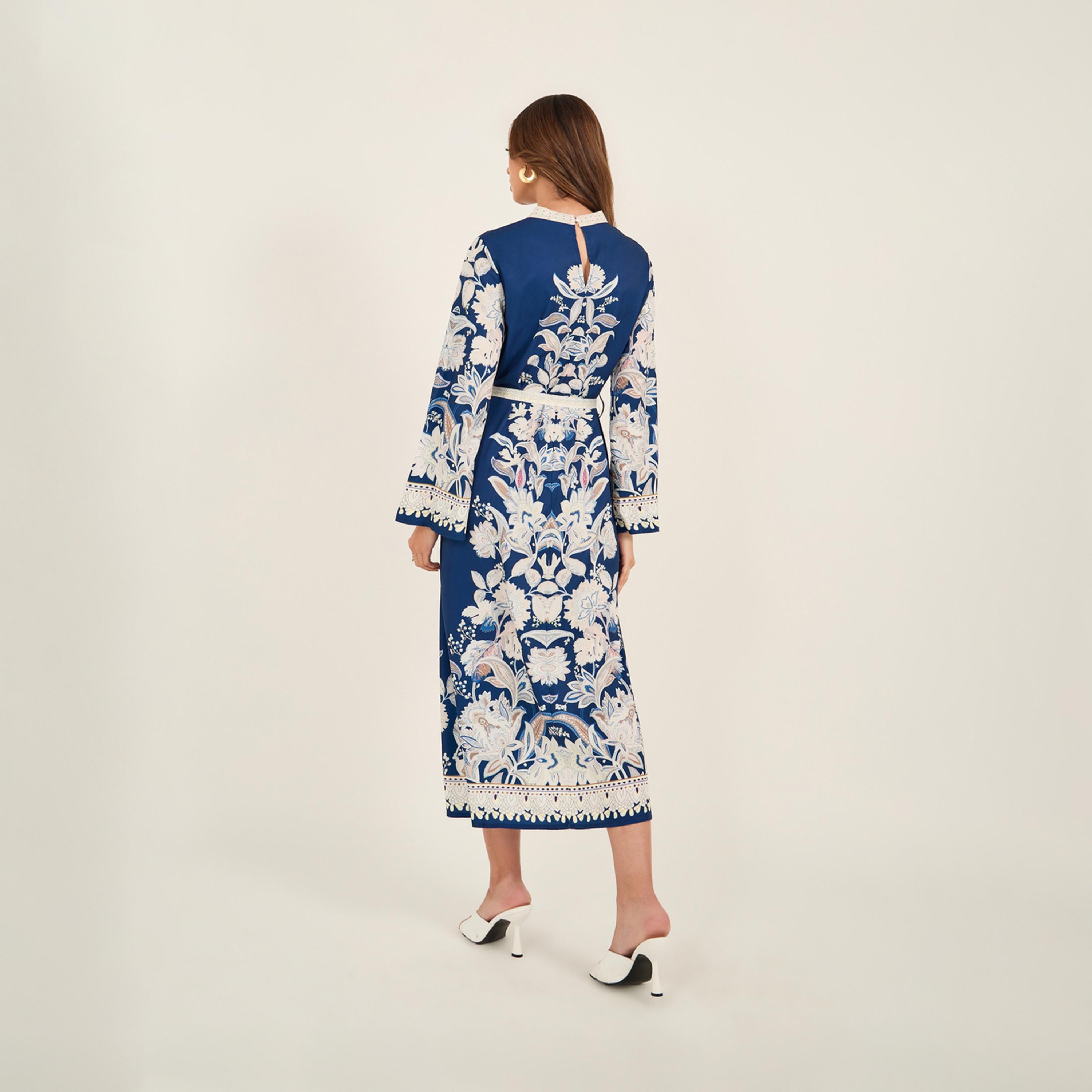 KL X Styli Floral Print High Neck Belted Midi Dress-women-clothing-dresses-image-6