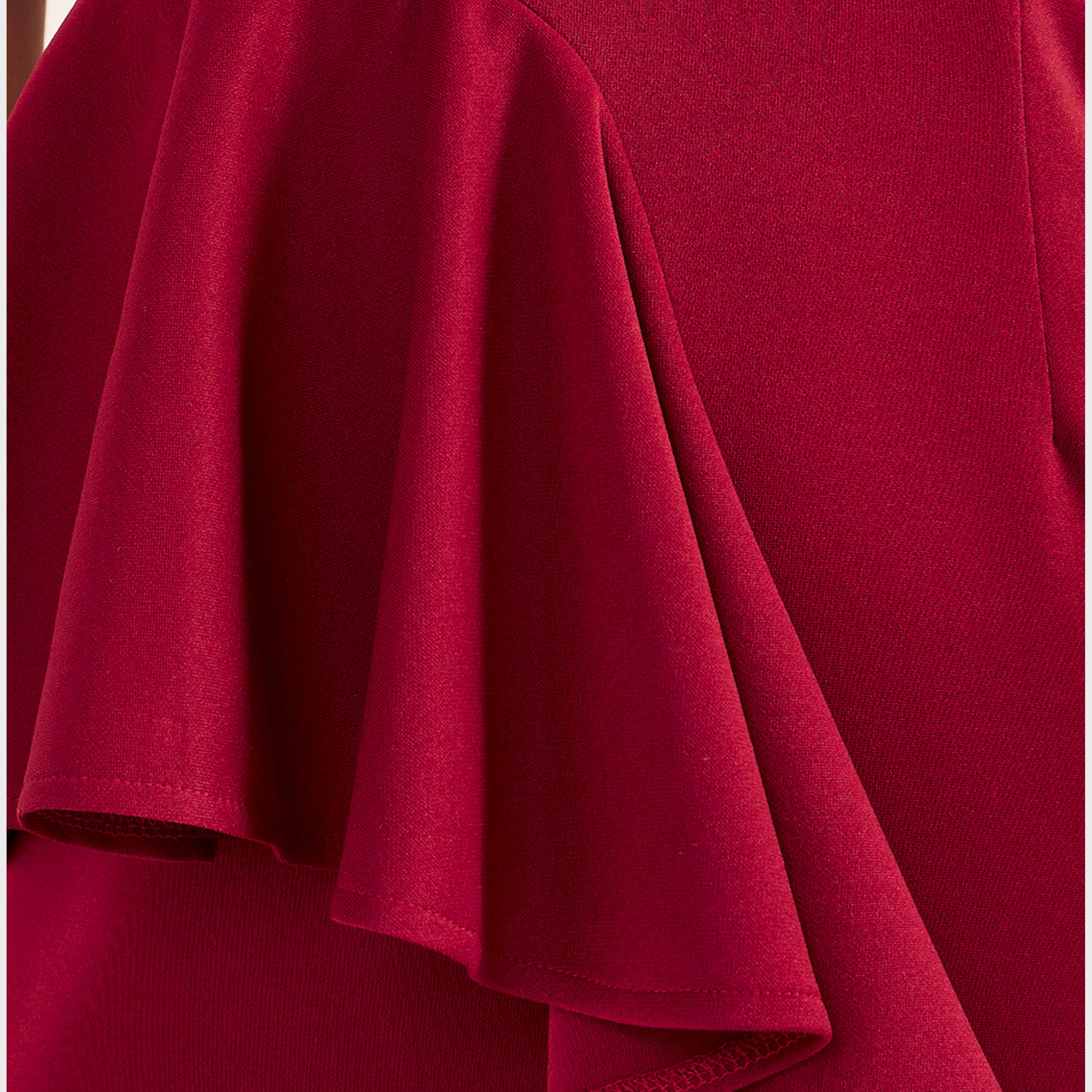كي ال × ستايلي - فستان متوسط الطول بكتف واحد وتفاصيل كشكشة-women-clothing-dresses-image-5