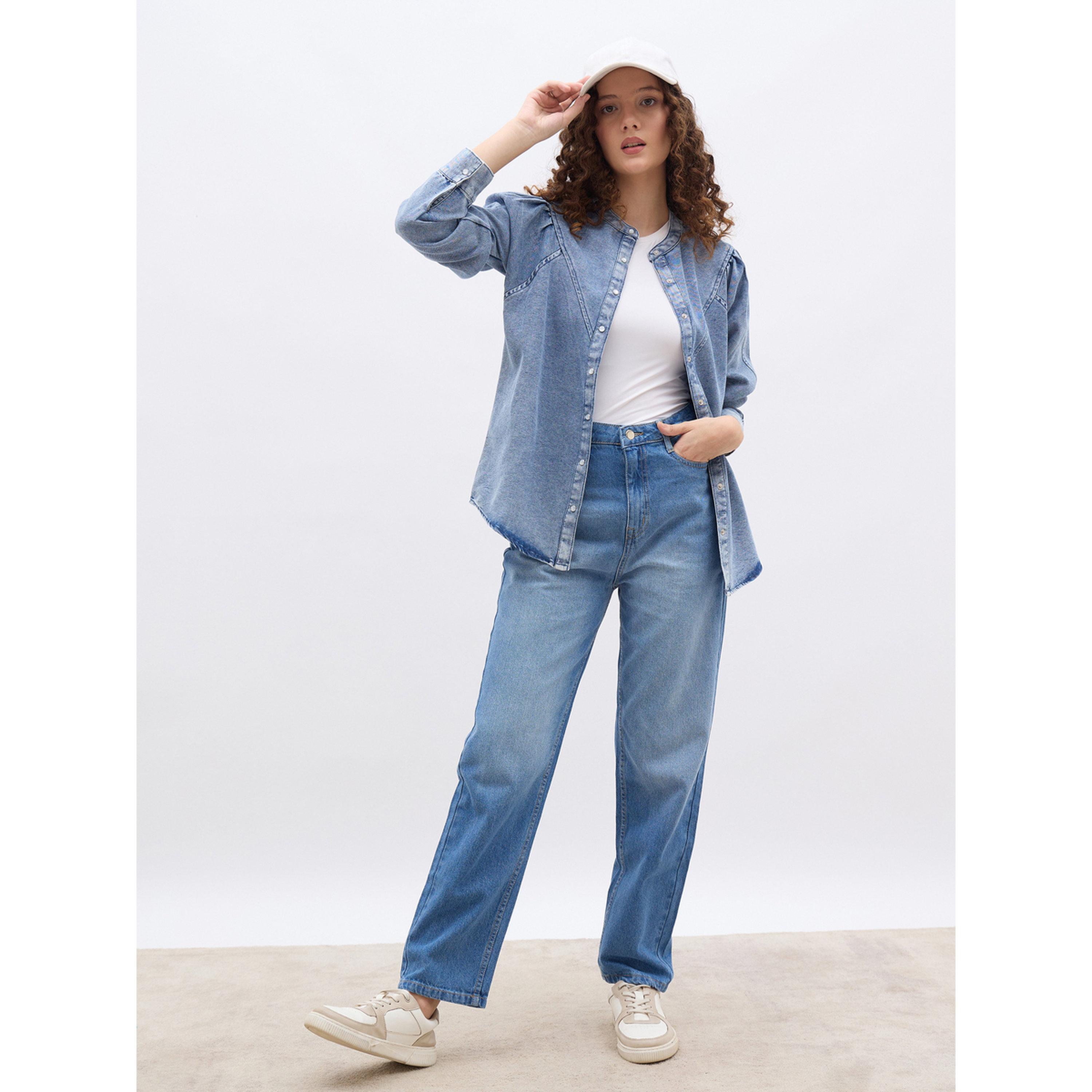 Styli Women Blue Denim Regular Fit Shirt-women-clothing-shirtsandblouses-shirts-image-2