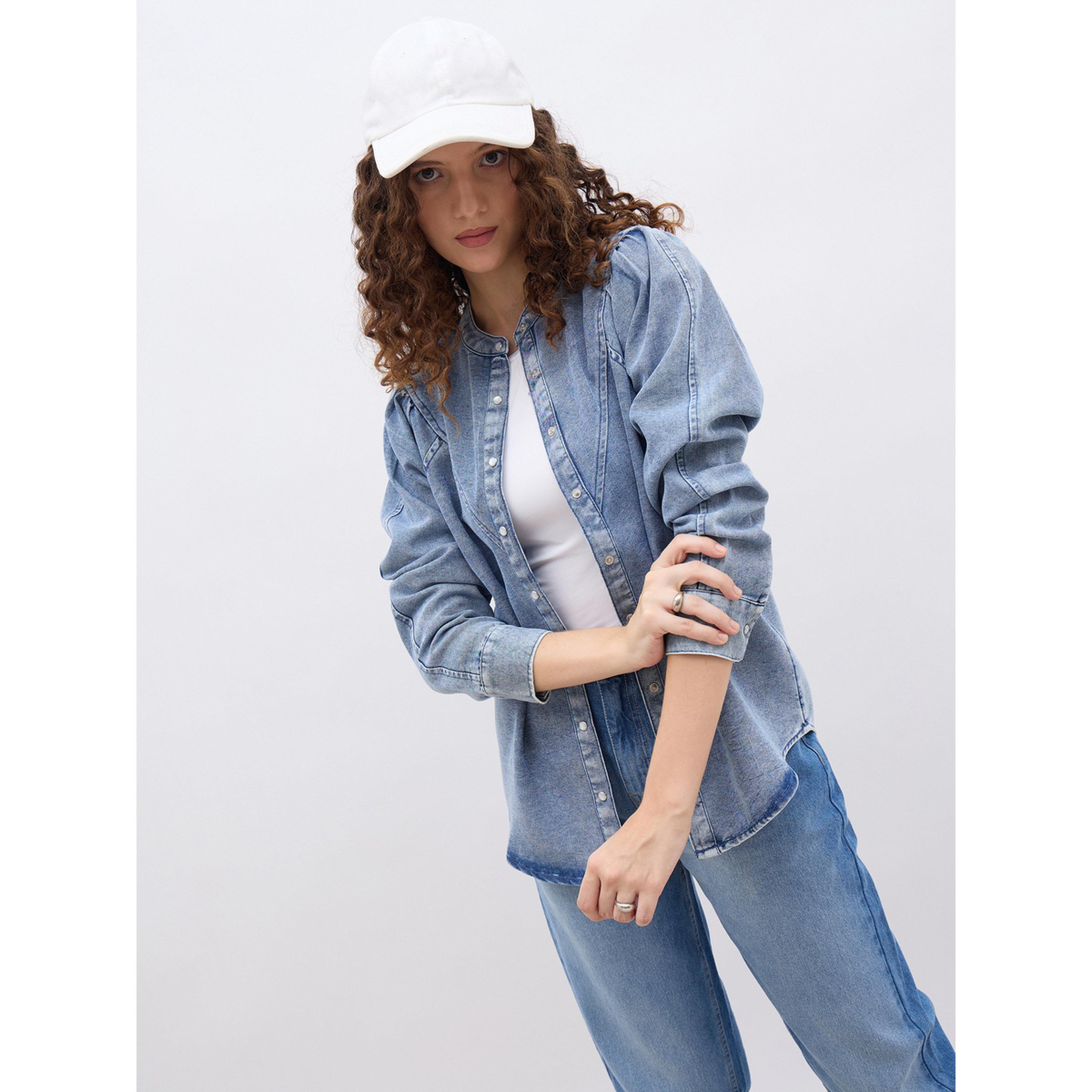Styli Women Blue Denim Regular Fit Shirt-women-clothing-shirtsandblouses-shirts-image-5