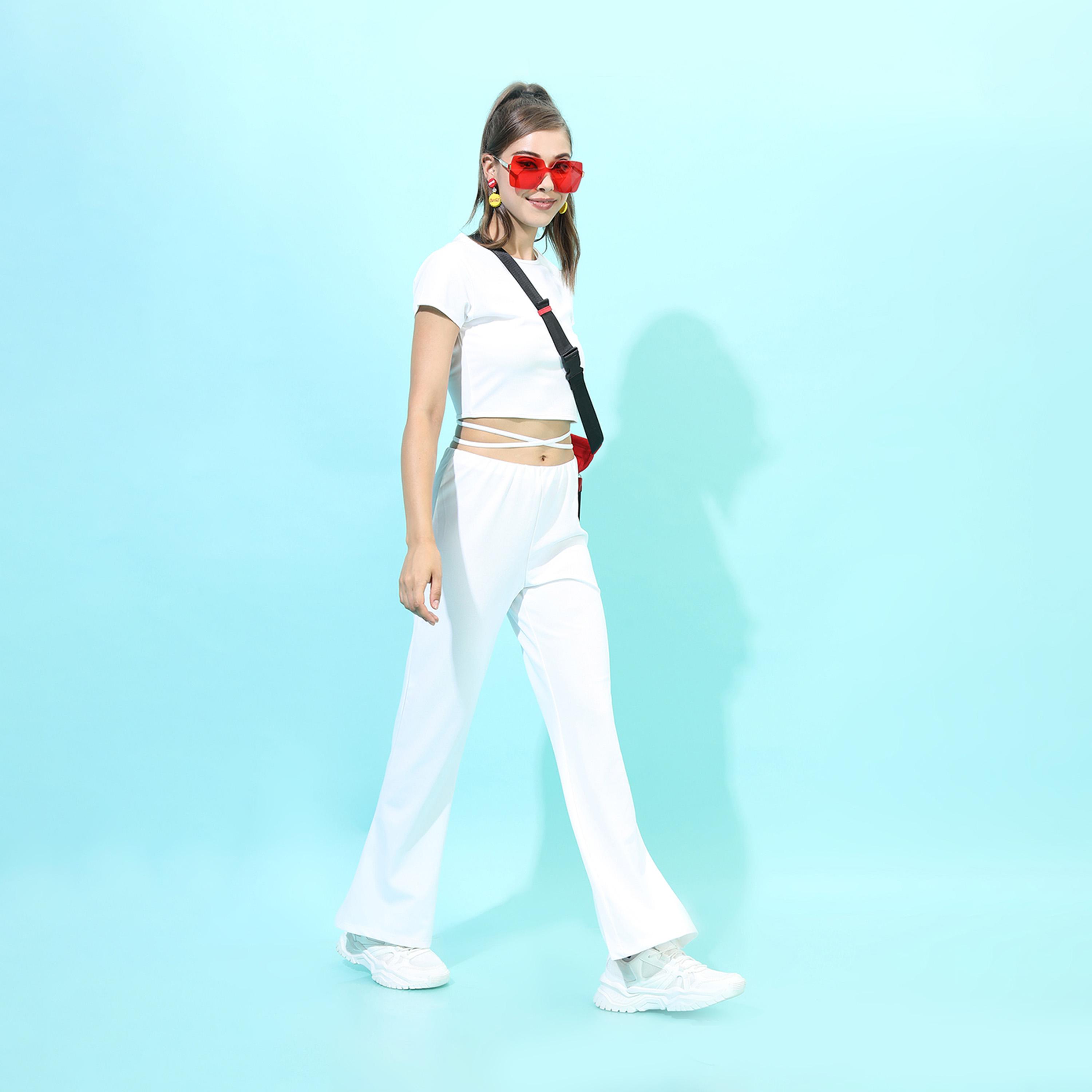 Tokyo Talkies X Styli Solid Round Neck Crop Top With Mid Rise Trousers Co-Ords-women-clothing-coordsets-image-2