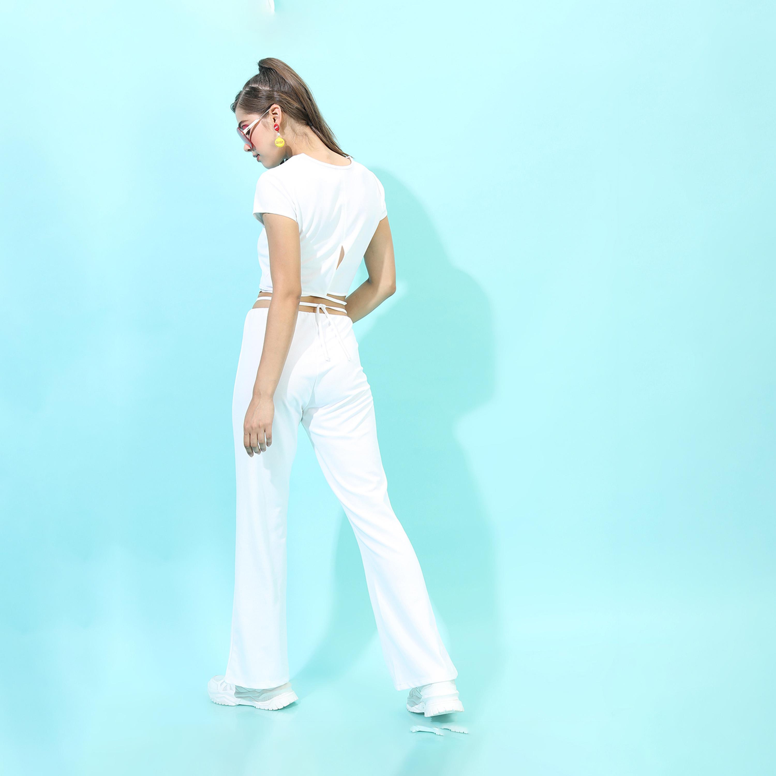 Tokyo Talkies X Styli Solid Round Neck Crop Top With Mid Rise Trousers Co-Ords-women-clothing-coordsets-image-3