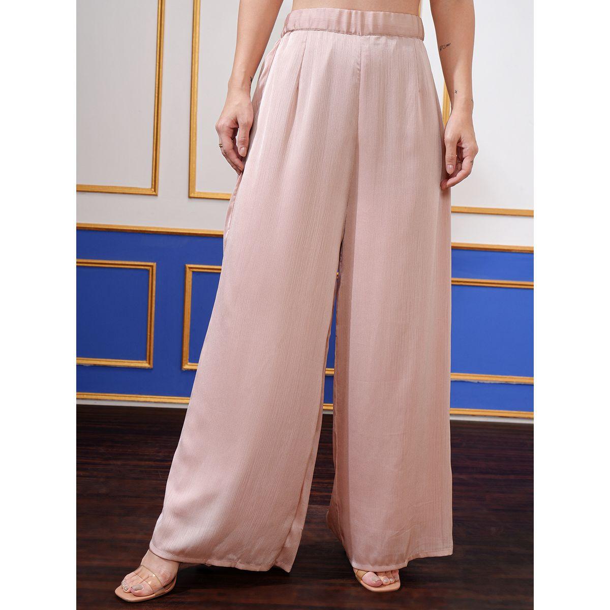 طقم منسق من بنطال بالازو مع بلوزة بيبلوم بكسرات فيشود × ستايلي-women-clothing-coordsets-image-6