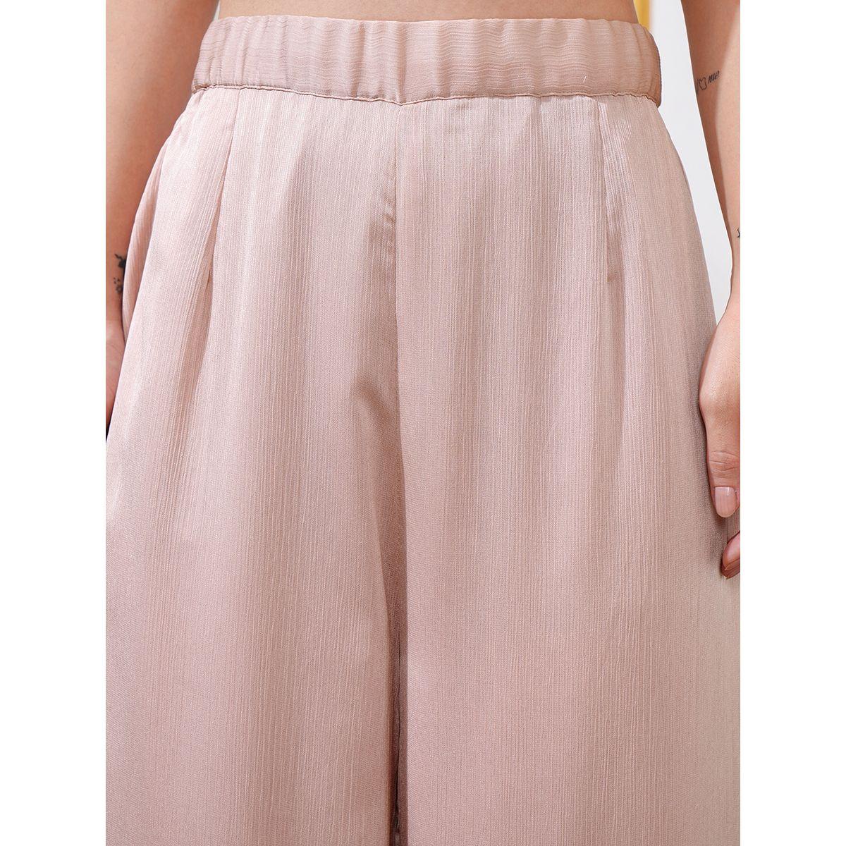 طقم منسق من بنطال بالازو مع بلوزة بيبلوم بكسرات فيشود × ستايلي-women-clothing-coordsets-image-7