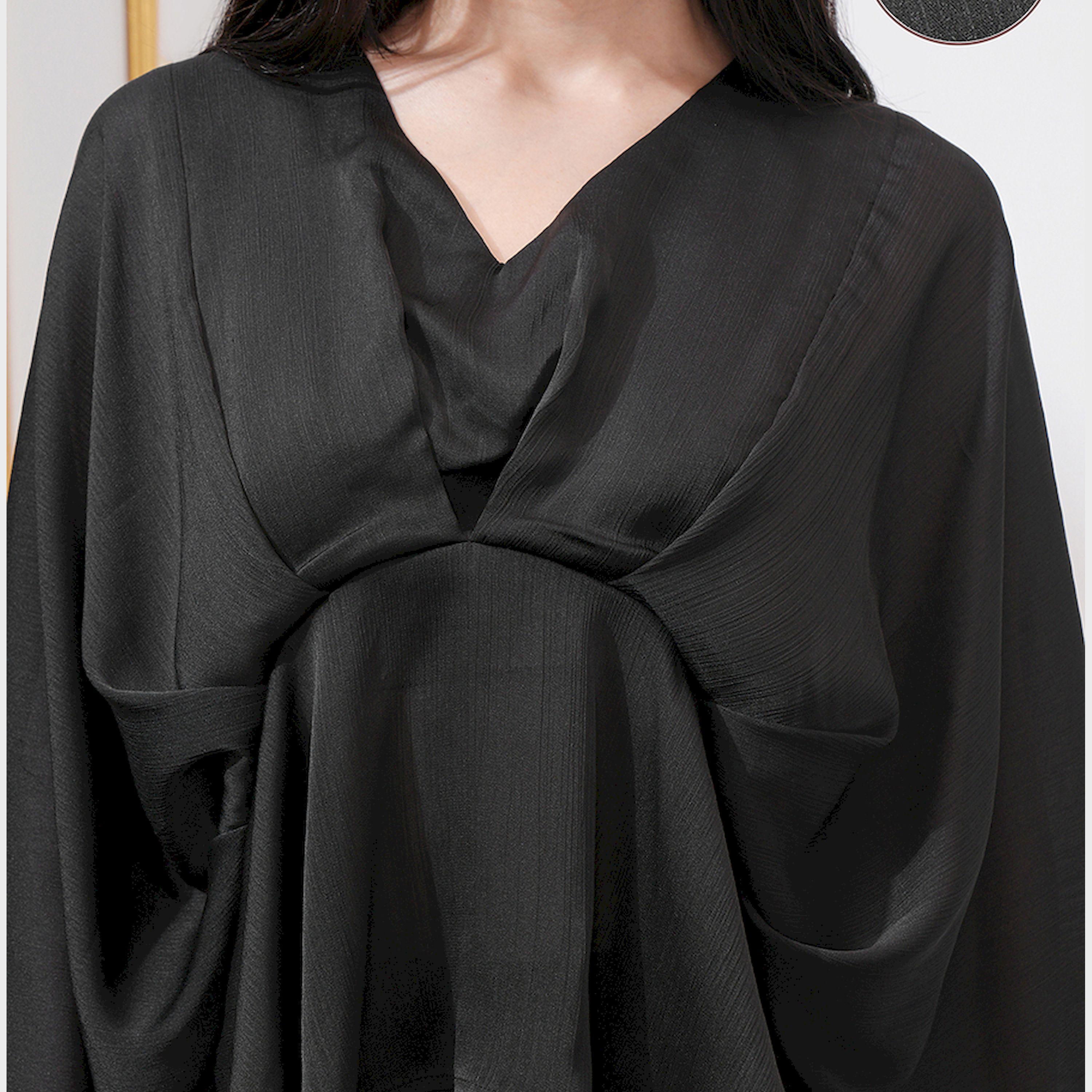 فيشود × ستايلي - طقم سترة برقبة على شكل V وأكمام جناح الخفاش مع بنطال بالازو-women-clothing-coordsets-image-5