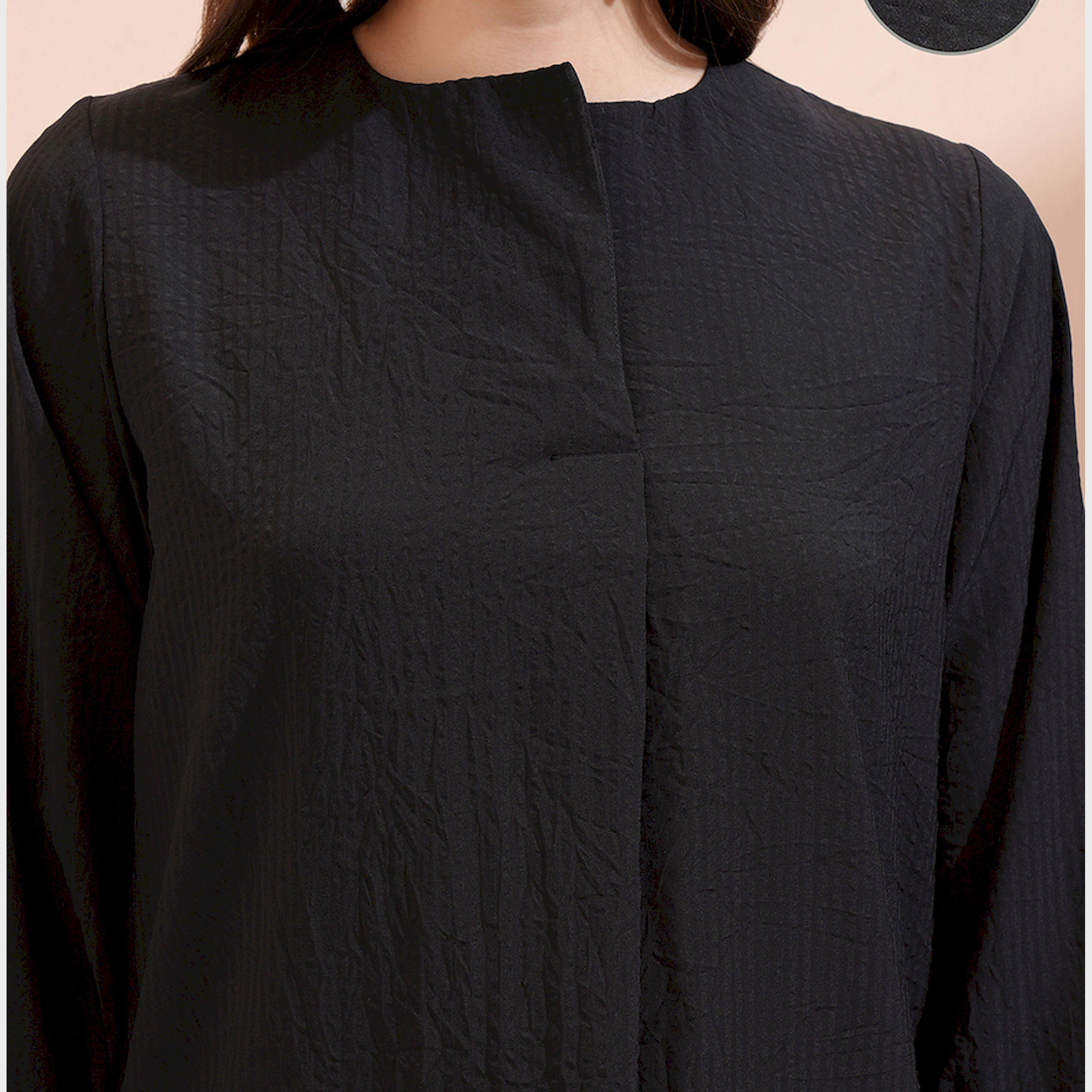 فيشود × ستايلي - طقم سترة طويلة ذات رقبة مستديرة مع بنطال بخصر متوسط الارتفاع-women-clothing-coordsets-image-2