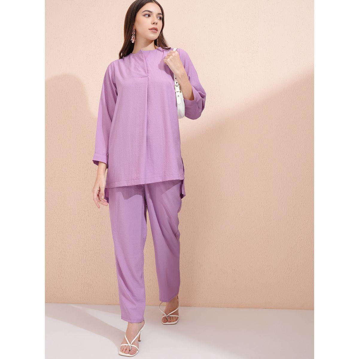 Vishudh X Styli Solid Longline Top and Pants Co-Ords-women-clothing-coordsets-image-1