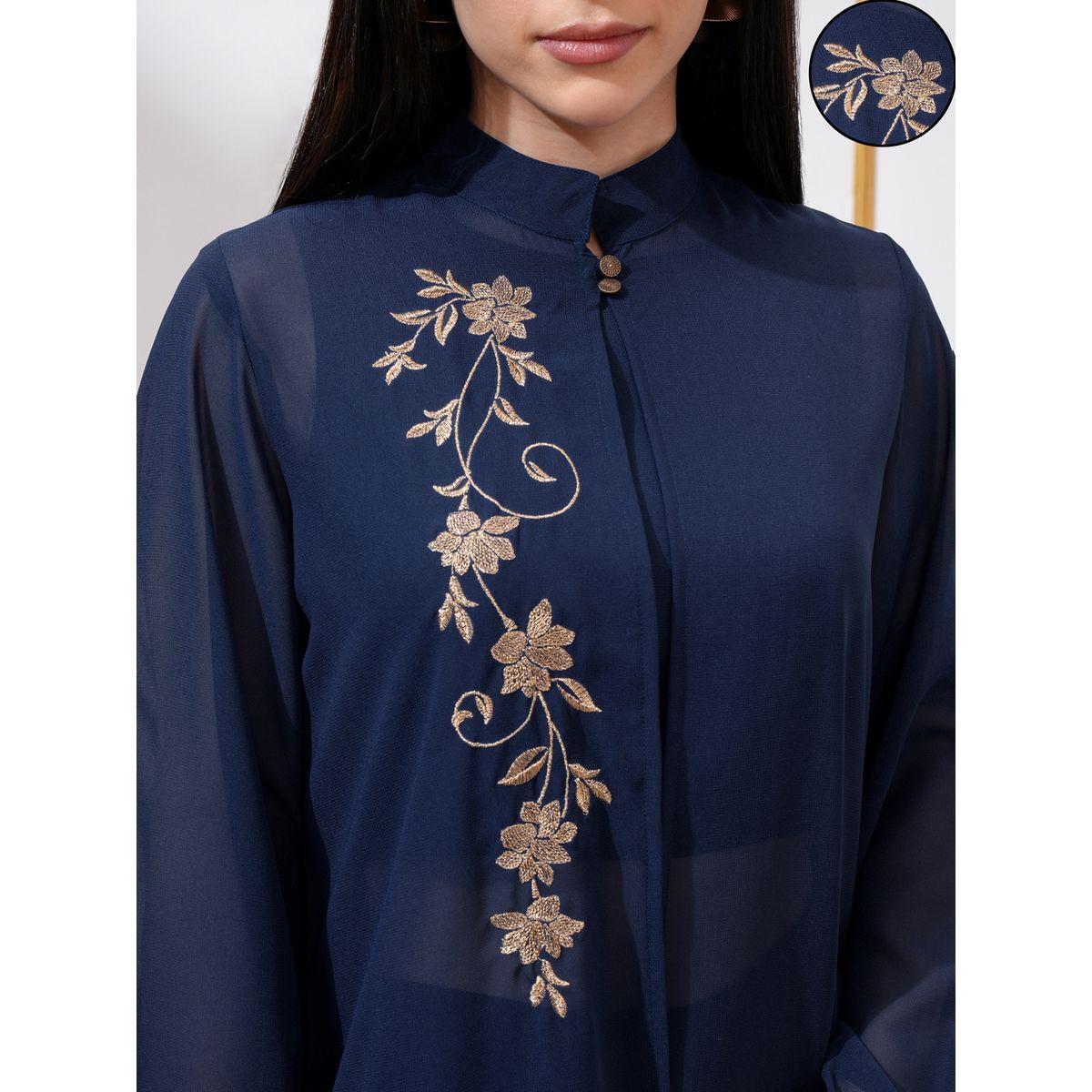 Vishudh X Styli Set of 3 - Embroidered Top, Palazzo and Shrug-women-clothing-coordsets-image-4
