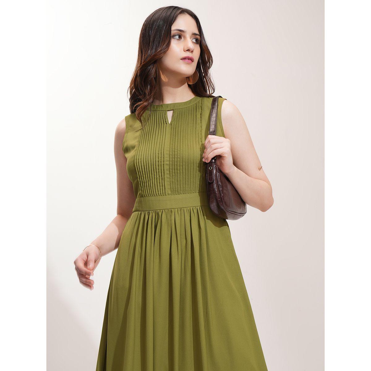 فستان طويل بلا أكمام مع تفاصيل محزوزة طوكيو توكيز × ستايلي-women-clothing-dresses-image-1