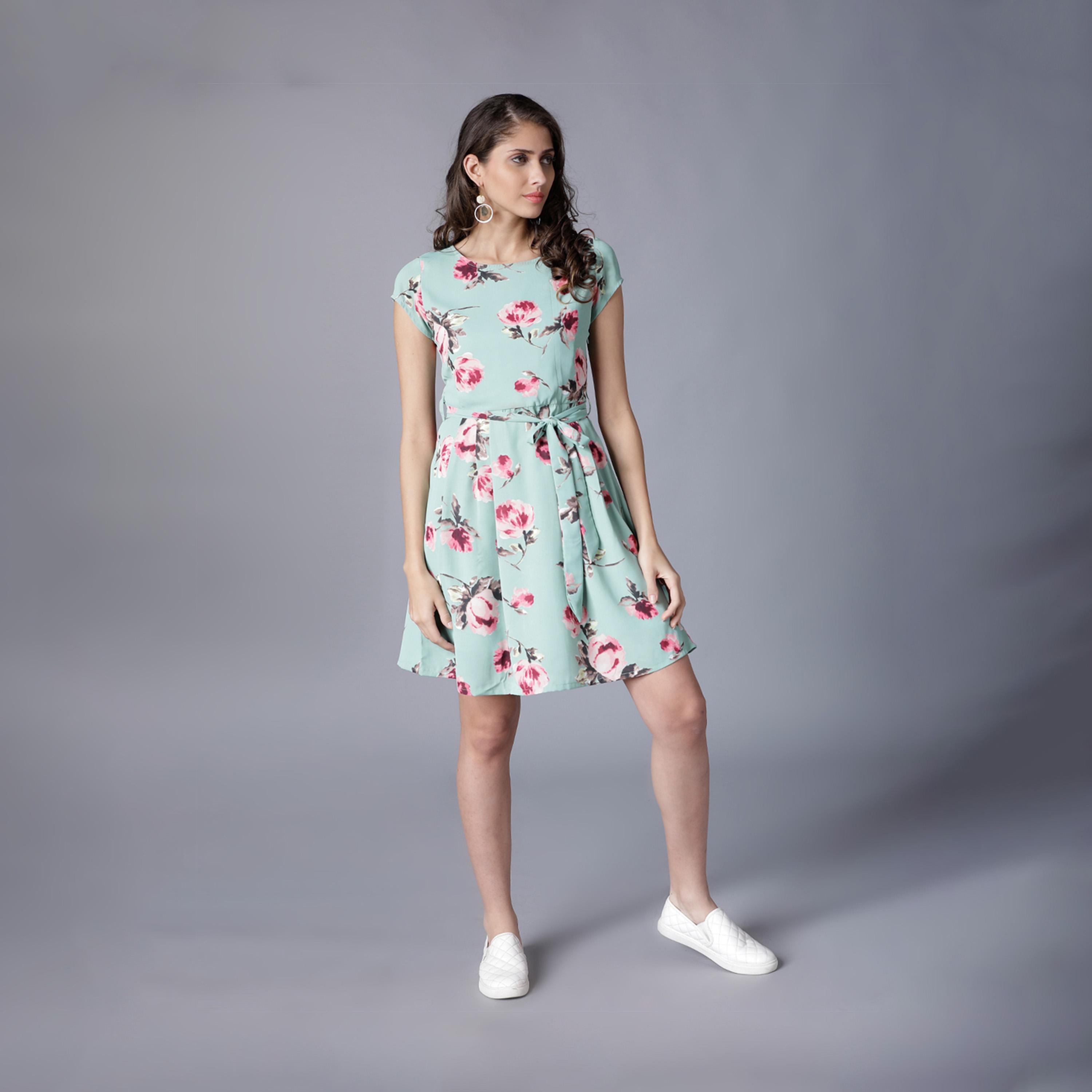 Buy Tokyo Talkies X Styli All-Over Floral Print Round Neck Mini Dress  Online