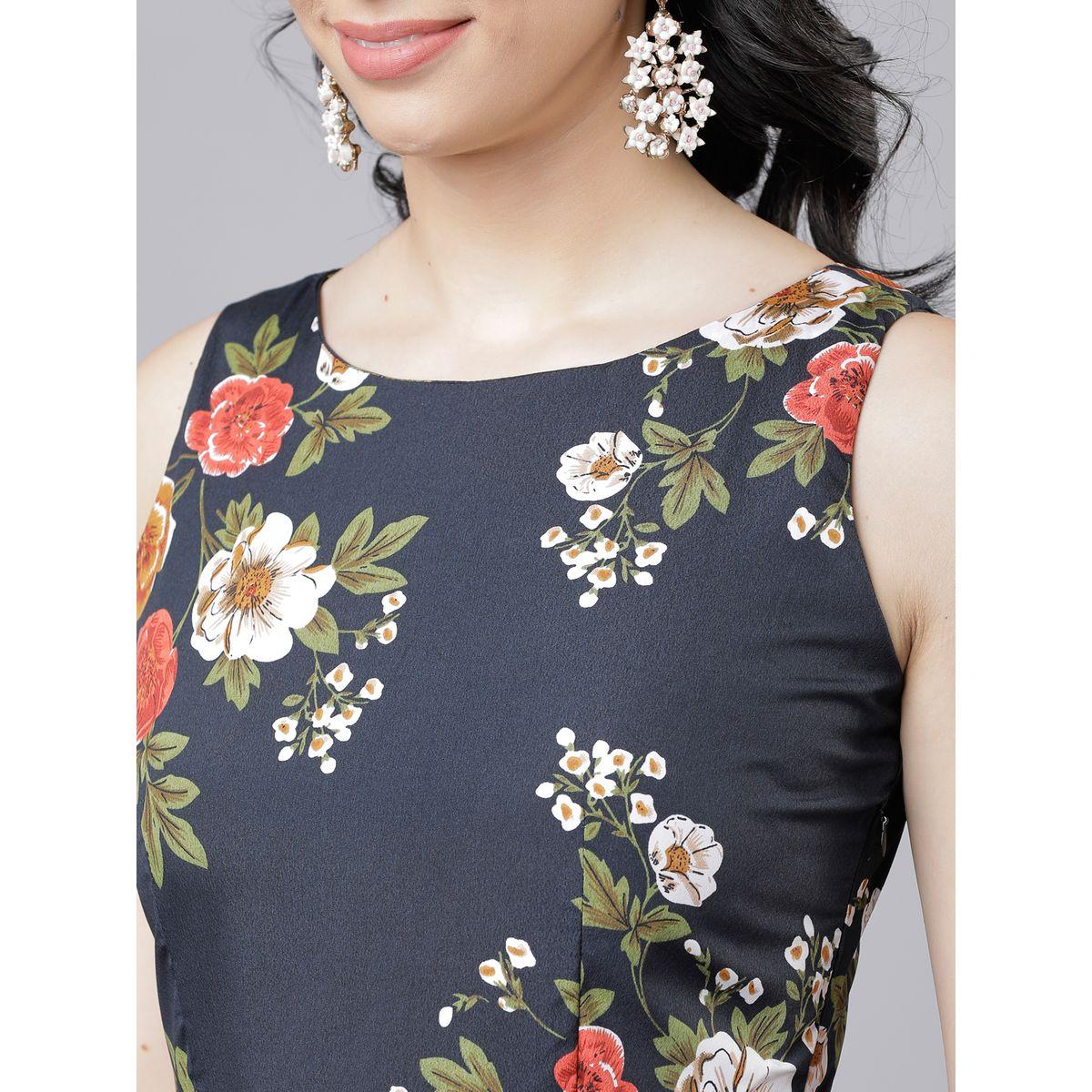 Tokyo Talkies X Styli Floral Print Fit and Flare Knee Length Dress with Tie-Belt-women-clothing-dresses-image-5