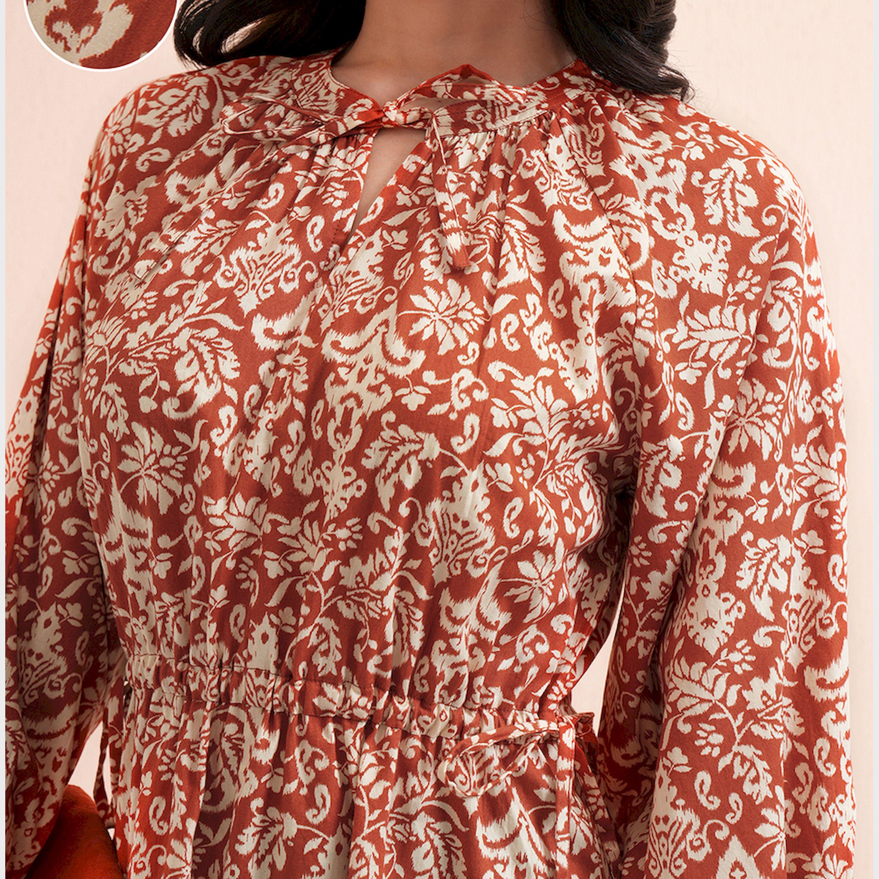 Tokyo Talkies X Styli All-Over Floral Print Tie-Up Neck Midi Dress-women-clothing-dresses-image-6