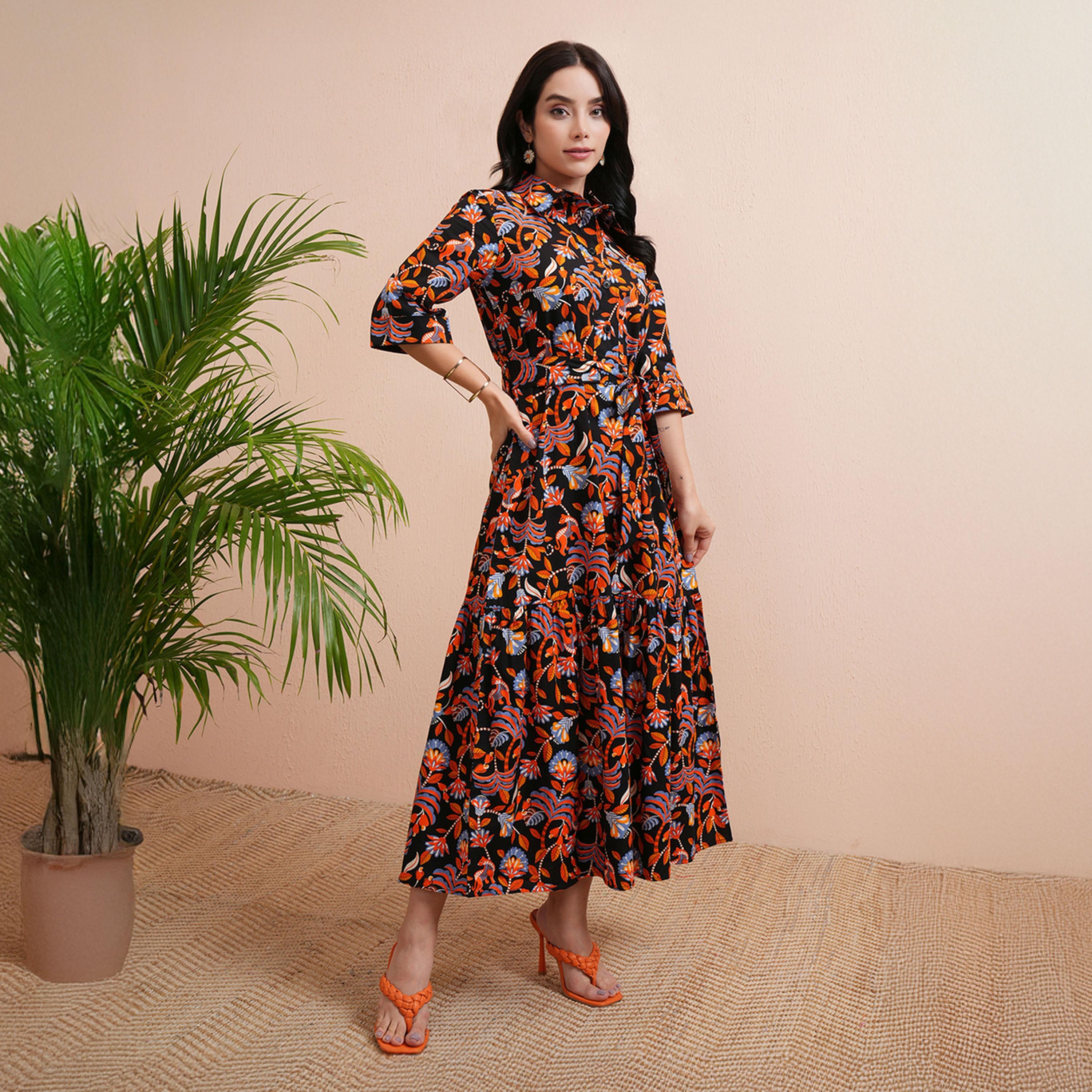فيشود ستايلي - فستان ماكسي متعدد الطبقات بطبعة زهور-women-clothing-dresses-image-1