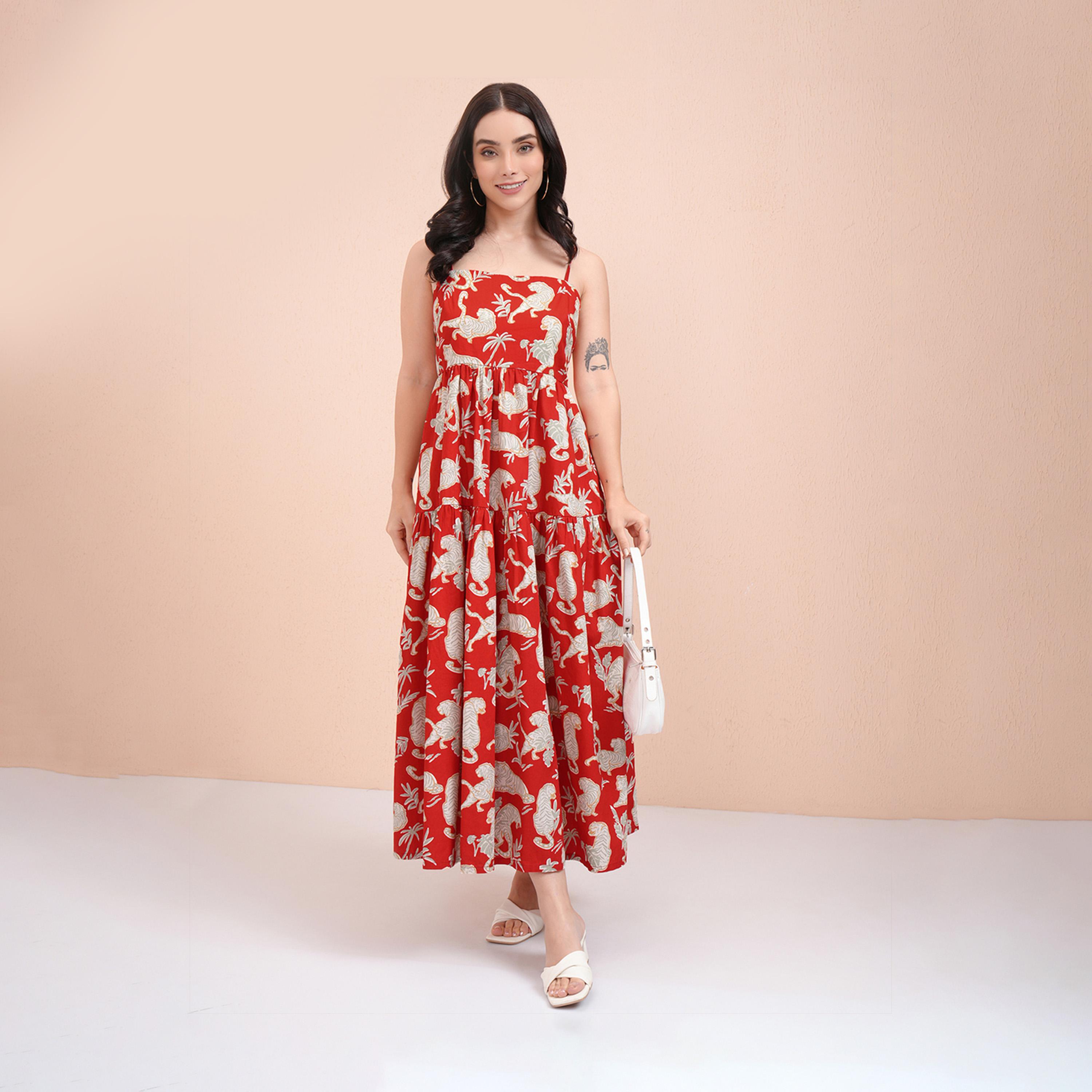 طوكيو توكيز - فستان ماكسي بأشرطة وطبعات كاملة مع تفاصيل جيوب-women-clothing-dresses-image-2