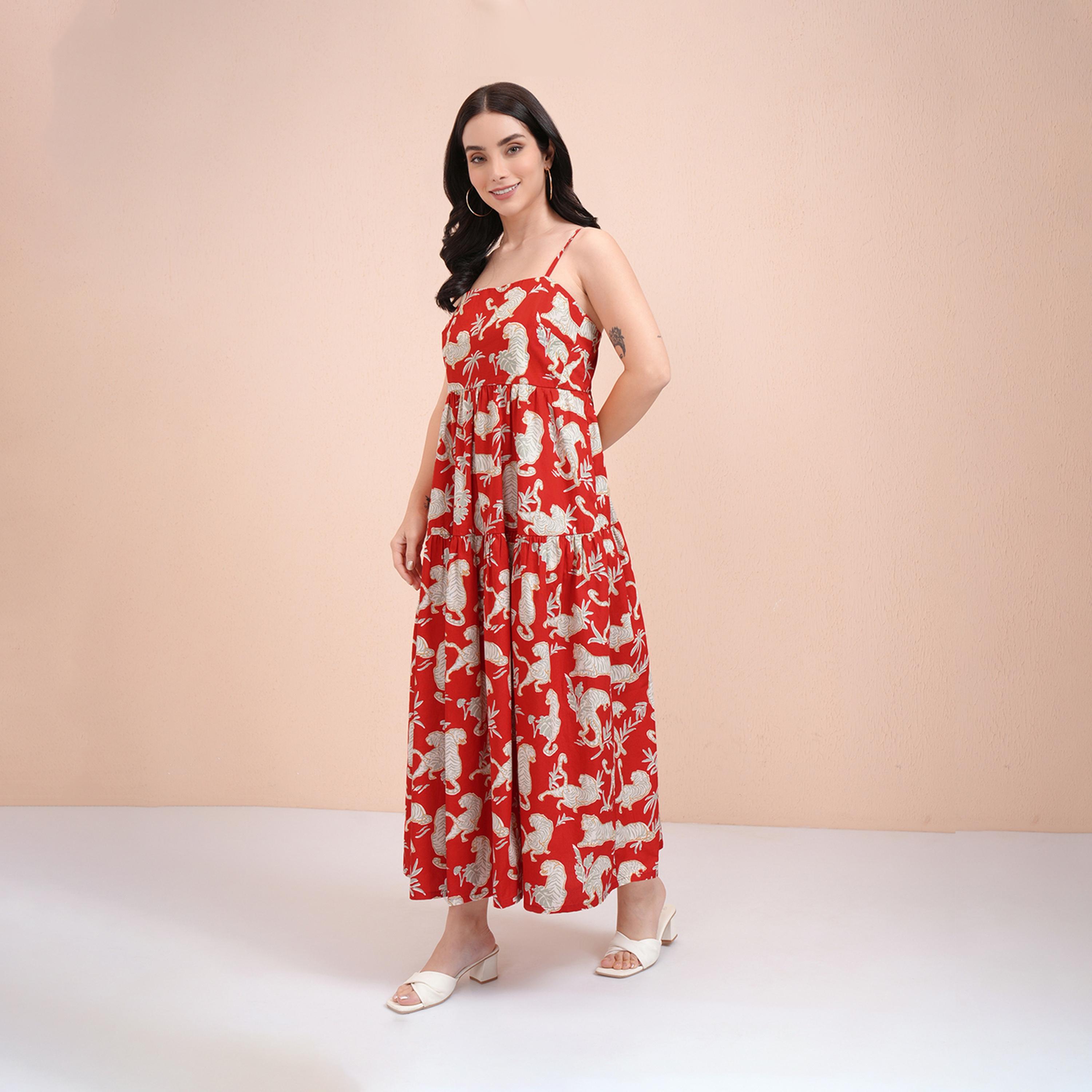 طوكيو توكيز - فستان ماكسي بأشرطة وطبعات كاملة مع تفاصيل جيوب-women-clothing-dresses-image-3
