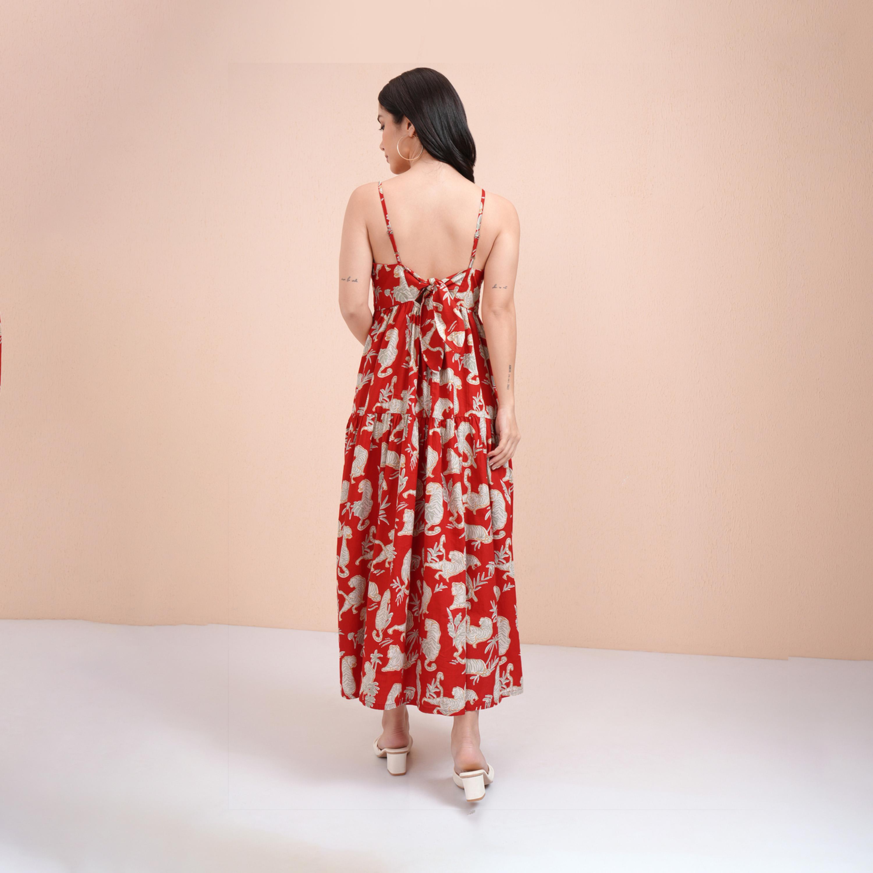 طوكيو توكيز - فستان ماكسي بأشرطة وطبعات كاملة مع تفاصيل جيوب-women-clothing-dresses-image-4