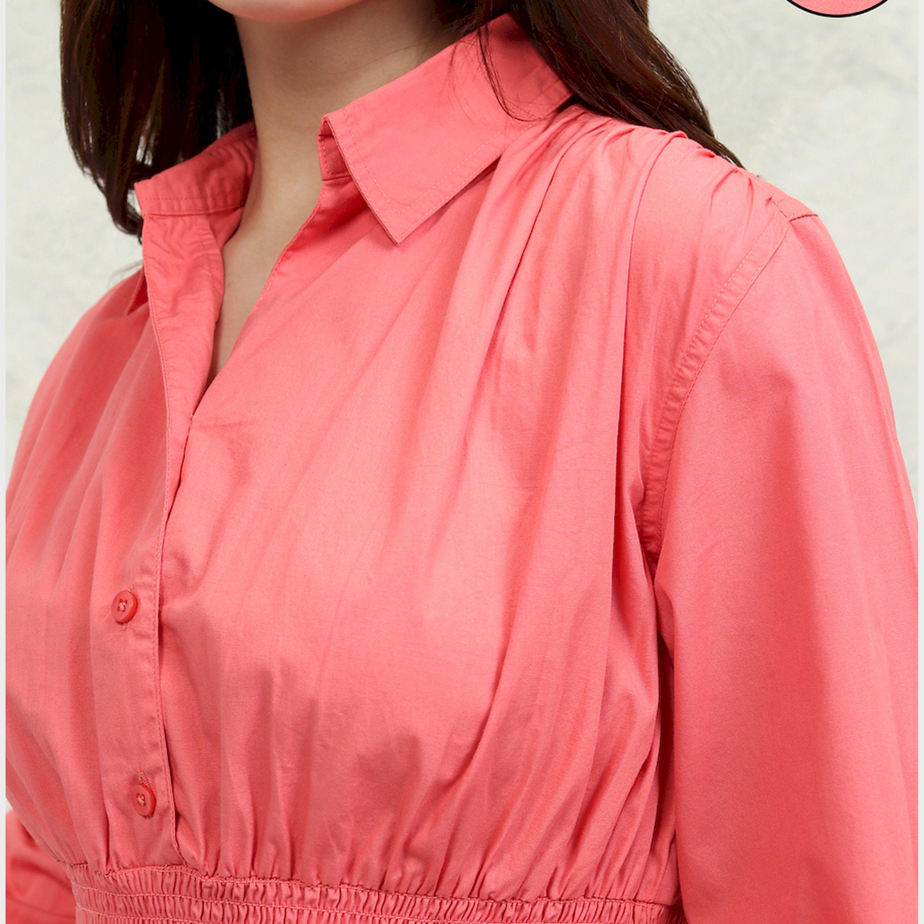 طوكيو توكيز - فستان قصير سادة من القطن مع ياقة مزينة بتطريزات-women-clothing-dresses-image-6