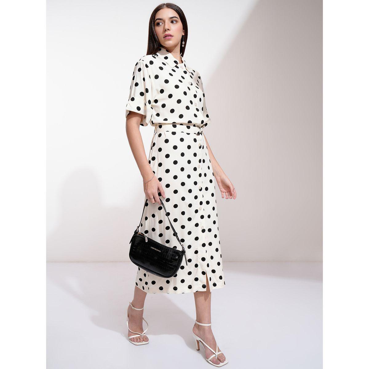 فستان ميدي بطبعة نقاط بولكا وحزام طوكيو توكيز × ستايلي-women-clothing-dresses-image-4