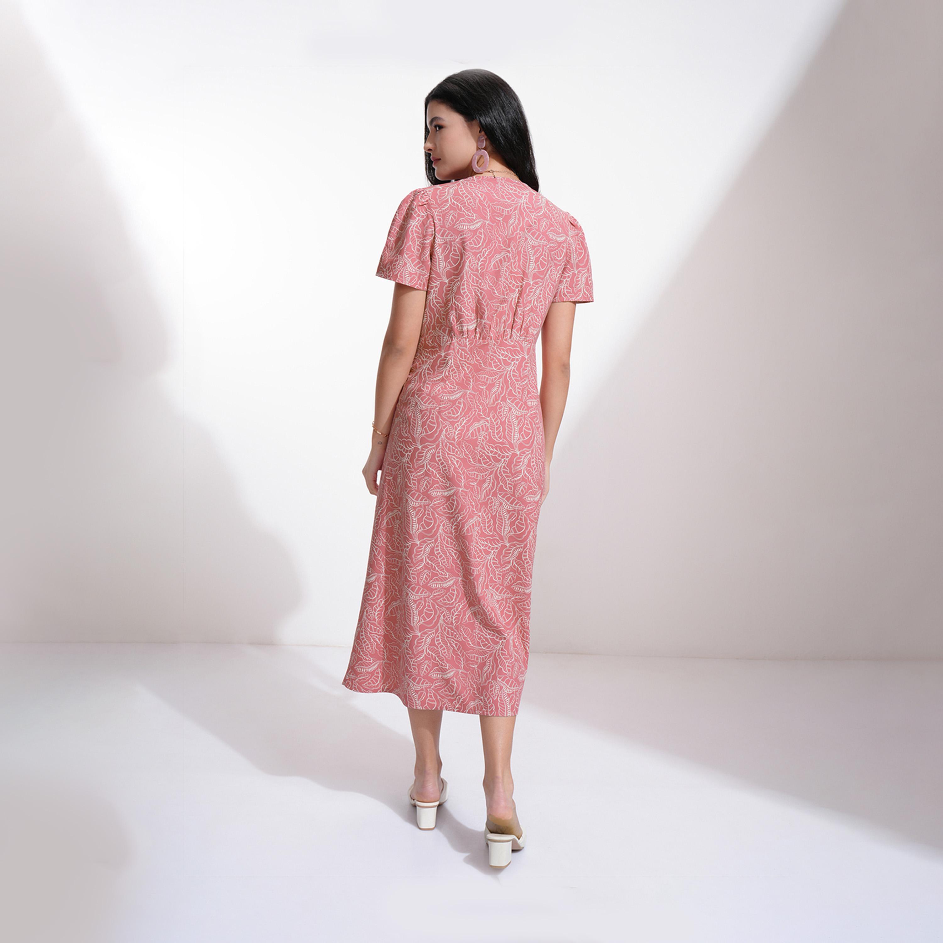 Tokyo Talkies X Styli All-Over Print Puff Sleeves A-Line Midi Dress-women-clothing-dresses-image-4