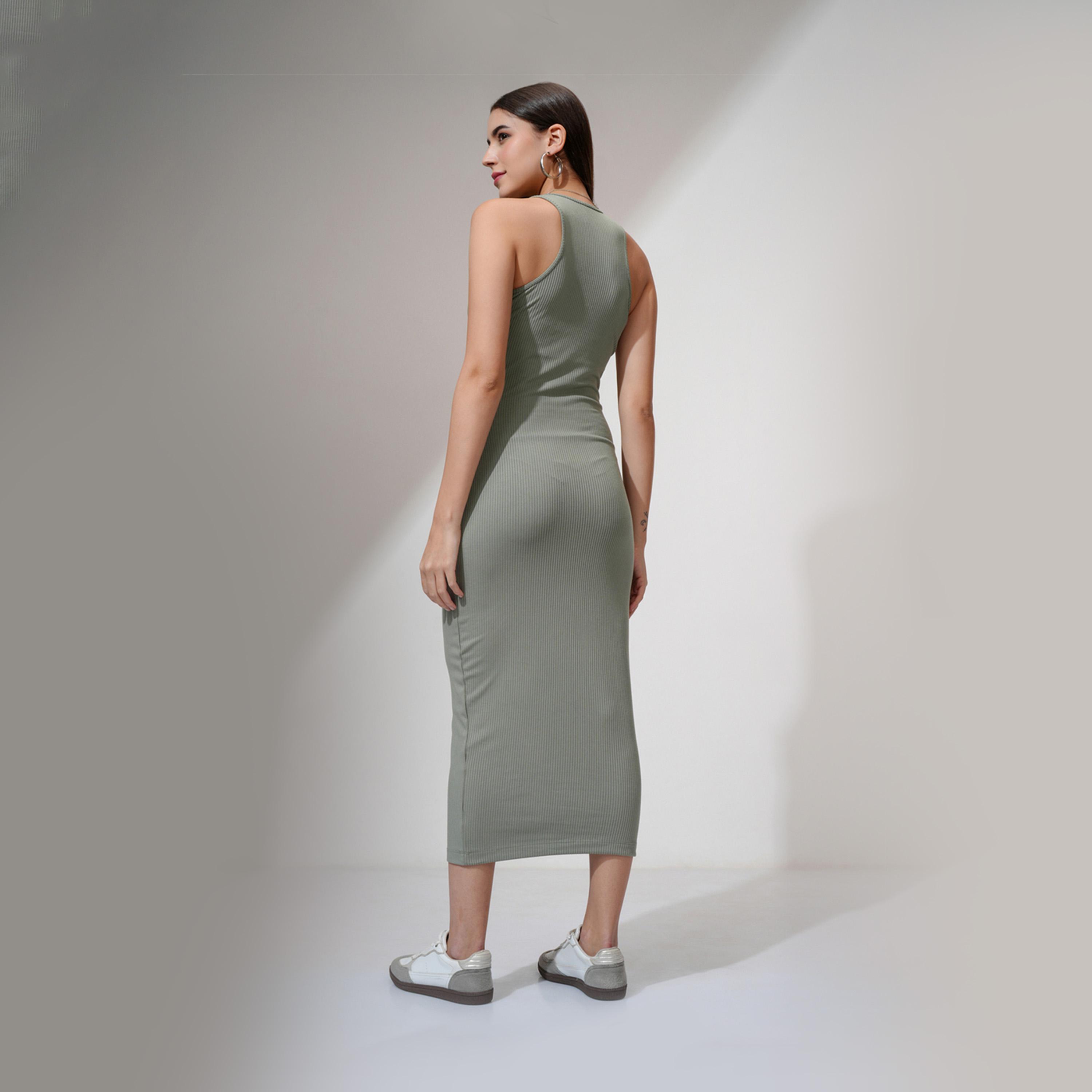 Tokyo Talkies X Styli Solid Round Neck Sleeveless Bodycon Maxi Dress-women-clothing-dresses-image-4