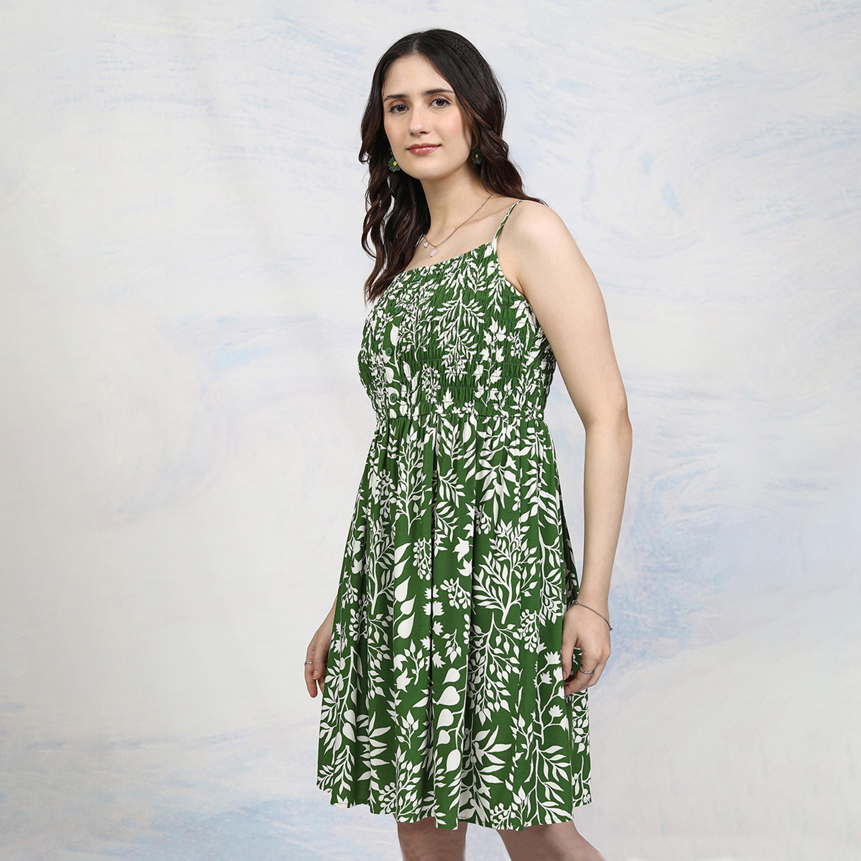 طوكيو توكيز - فستان قصير بحمالات وطبعة زهور كاملة مع تفاصيل مطرزة-women-clothing-dresses-image-1
