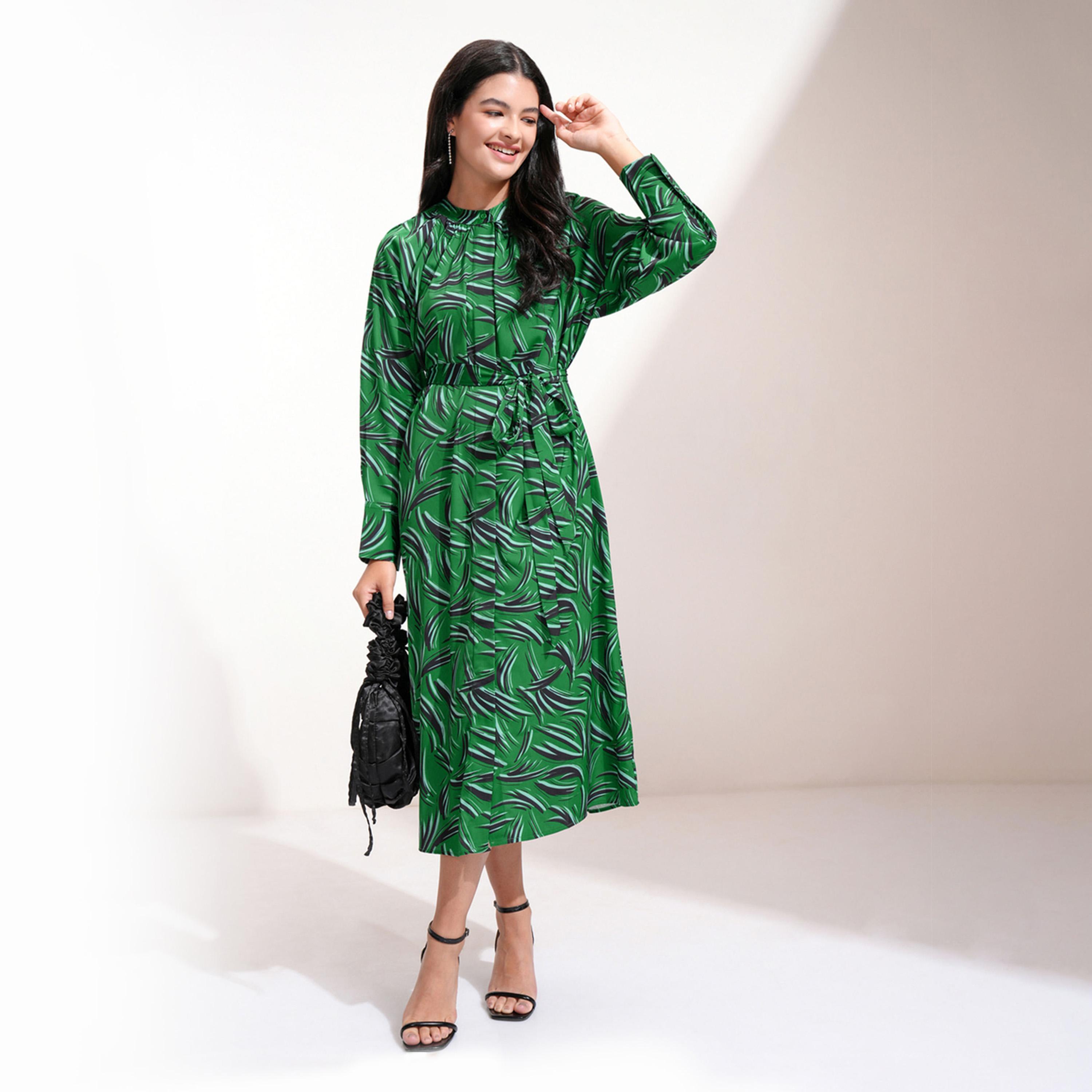 Tokyo Talkies X Styli All-Over Print Waist Tie-Up Midi Dress-women-clothing-dresses-image-1