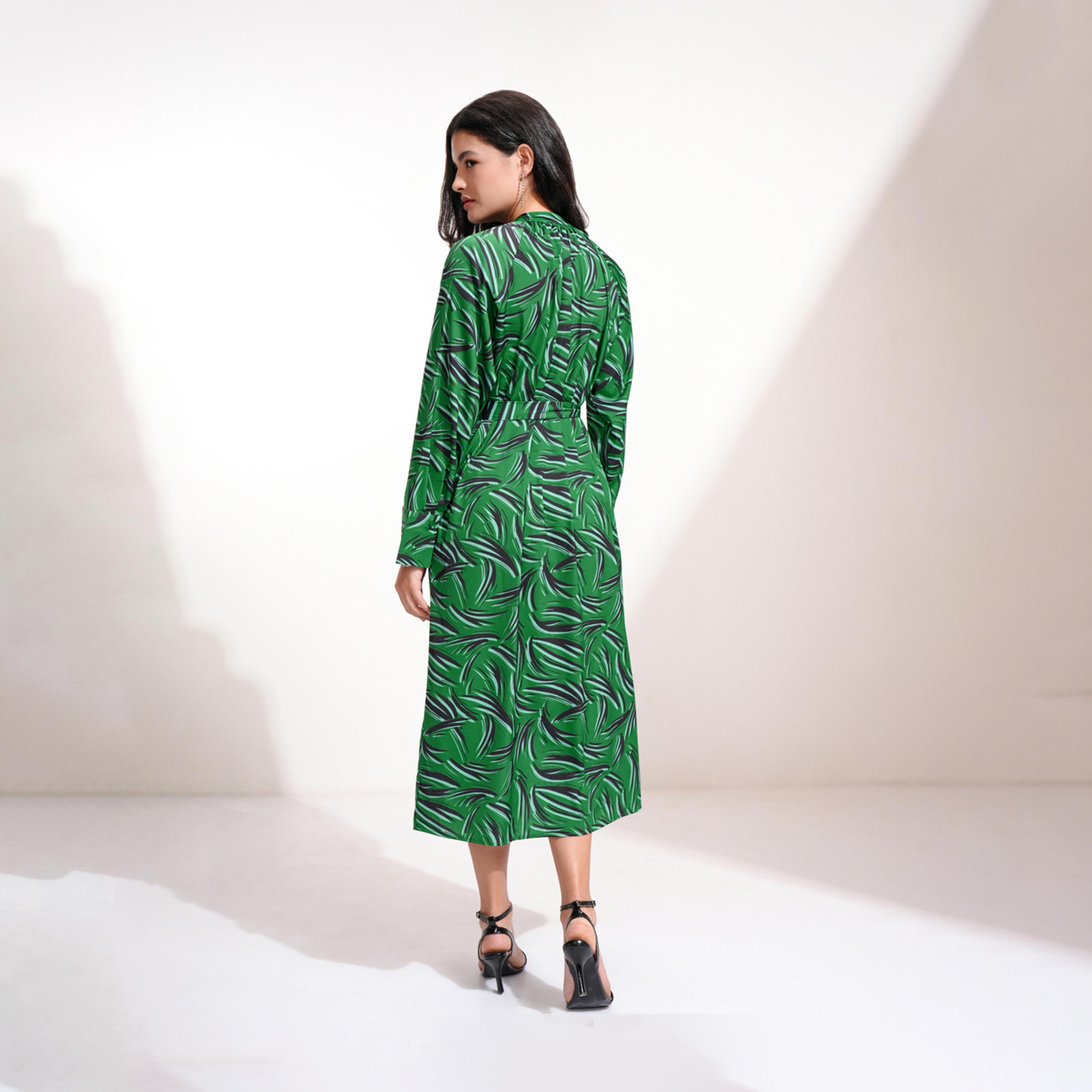 طوكيو توكيز - فستان متوسط الطول برباط على الخصر بطباعة كاملة-women-clothing-dresses-image-2