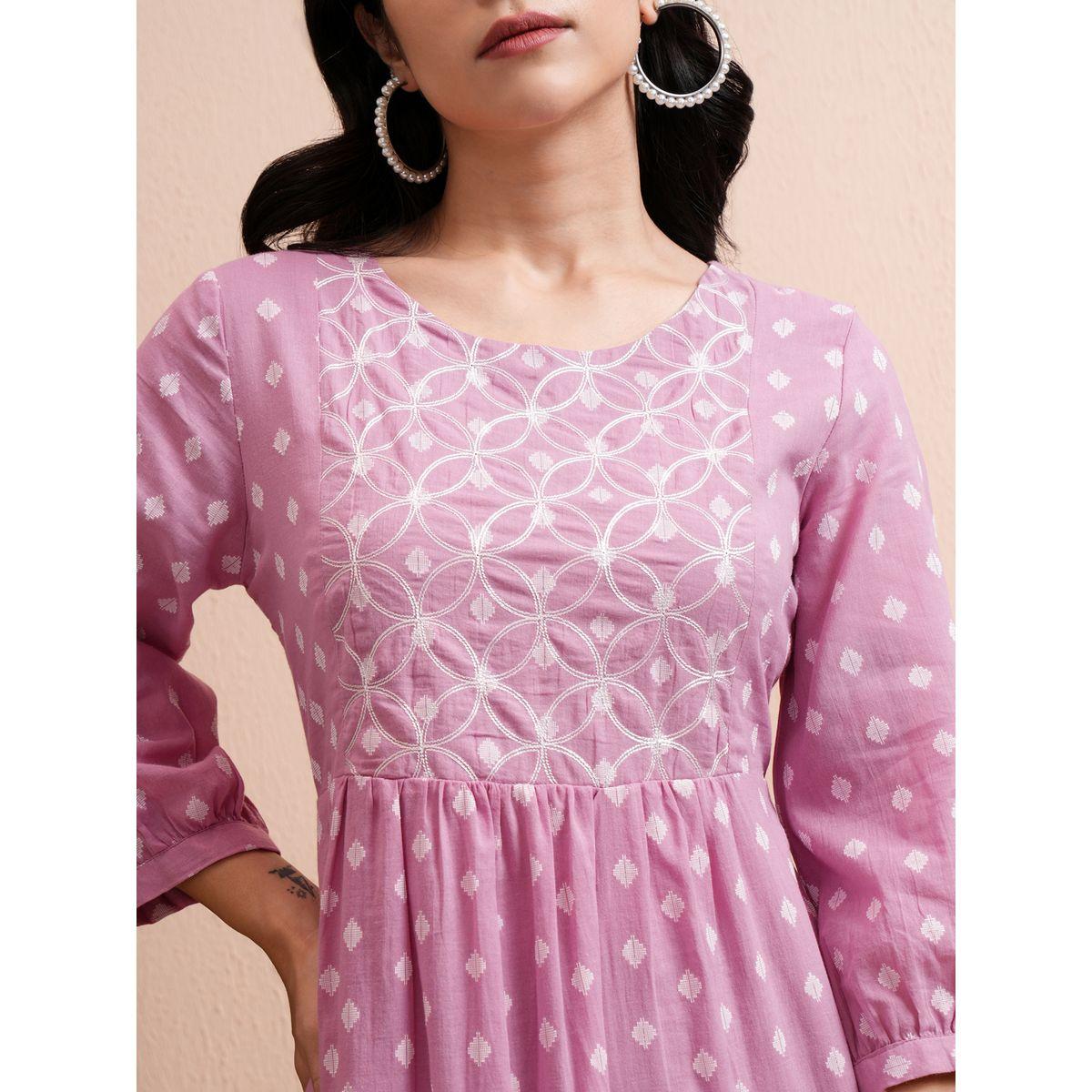 Vishudh X Styli All Over Printed A-Line Midi Dress with Cuffed Sleeves-women-clothing-dresses-image-5