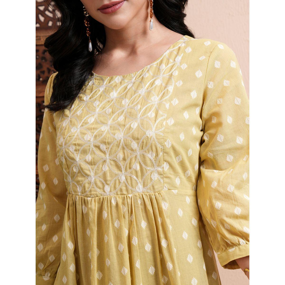 Vishudh X Styli All Over Printed A-Line Midi Dress with Cuffed Sleeves-women-clothing-dresses-image-5