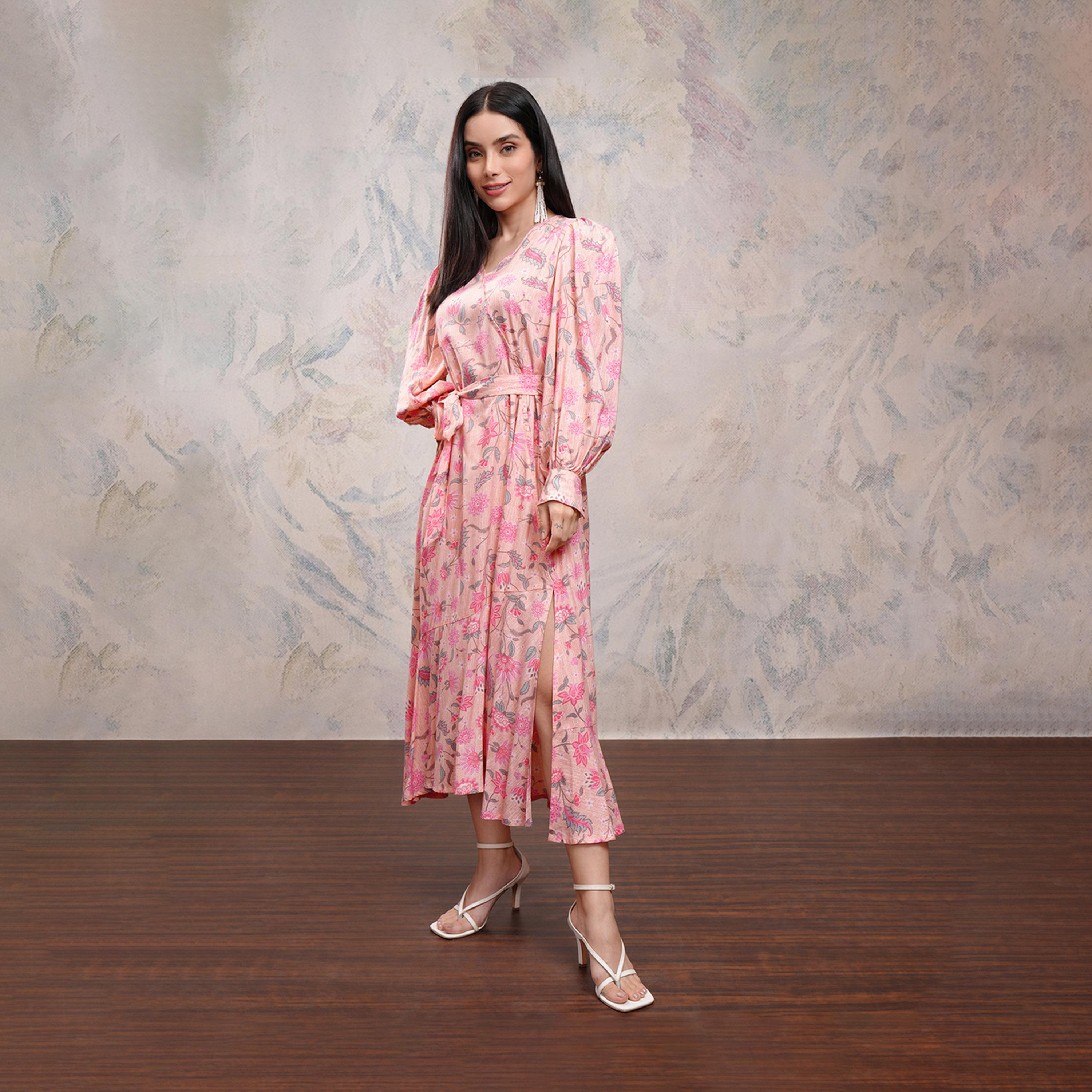 Vishudh X Styli All-Over Floral Print Balloon Sleeve Wrap Maxi Dress-women-clothing-dresses-image-4