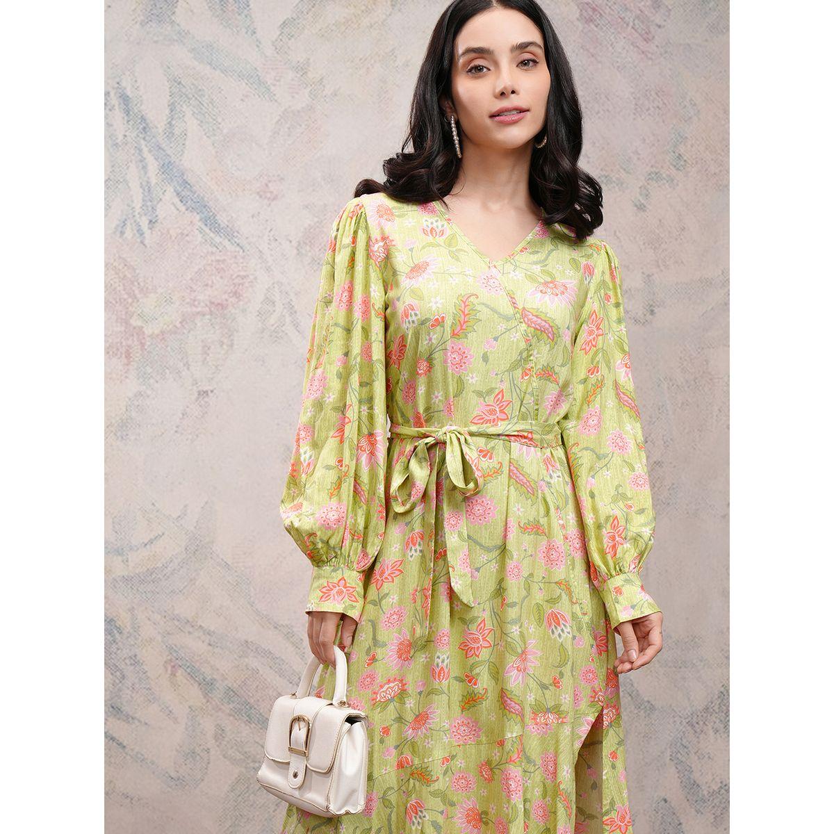 Vishudh X Styli Floral Printed Side Slit A-Line Midi Dress-women-clothing-dresses-image-1