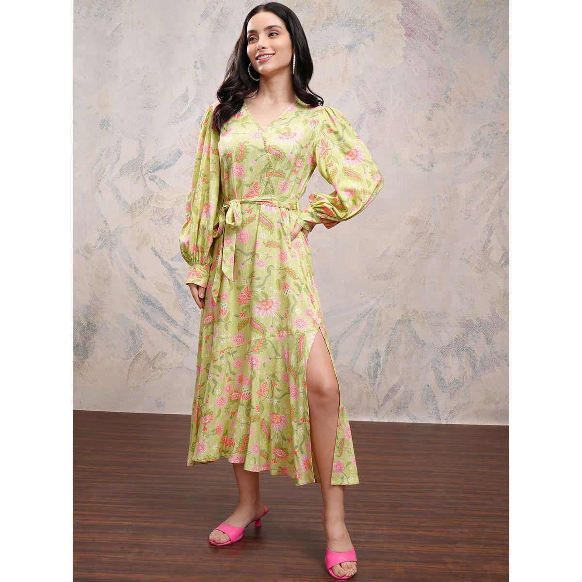 Vishudh X Styli Floral Printed Side Slit A-Line Midi Dress-women-clothing-dresses-image-3