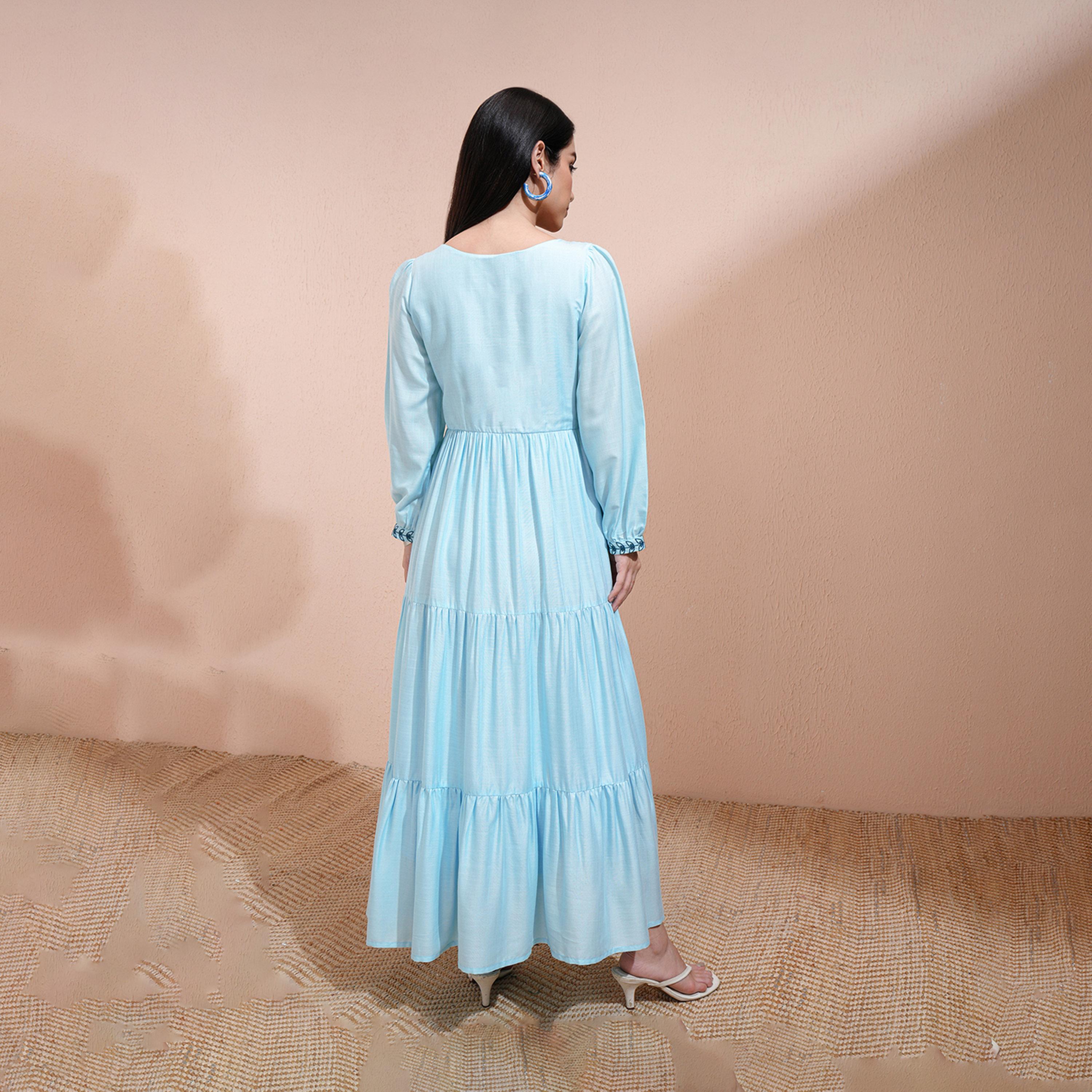 Vishudh X Styli Ethnic Motifs Embroidered Balloon Sleeve Maxi Dress-women-clothing-dresses-image-3